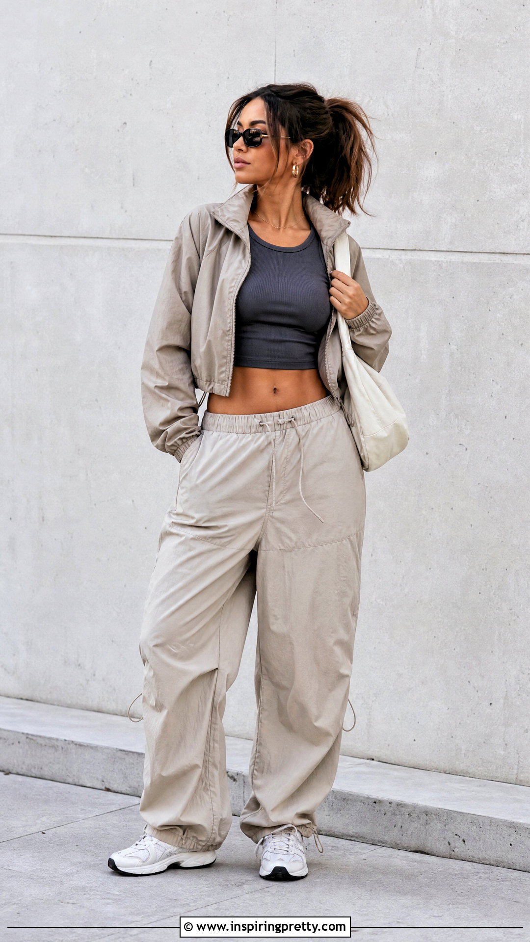Ribbed Crop Top With Parachute Pants - 20 ribbed crop top outfit ideas
