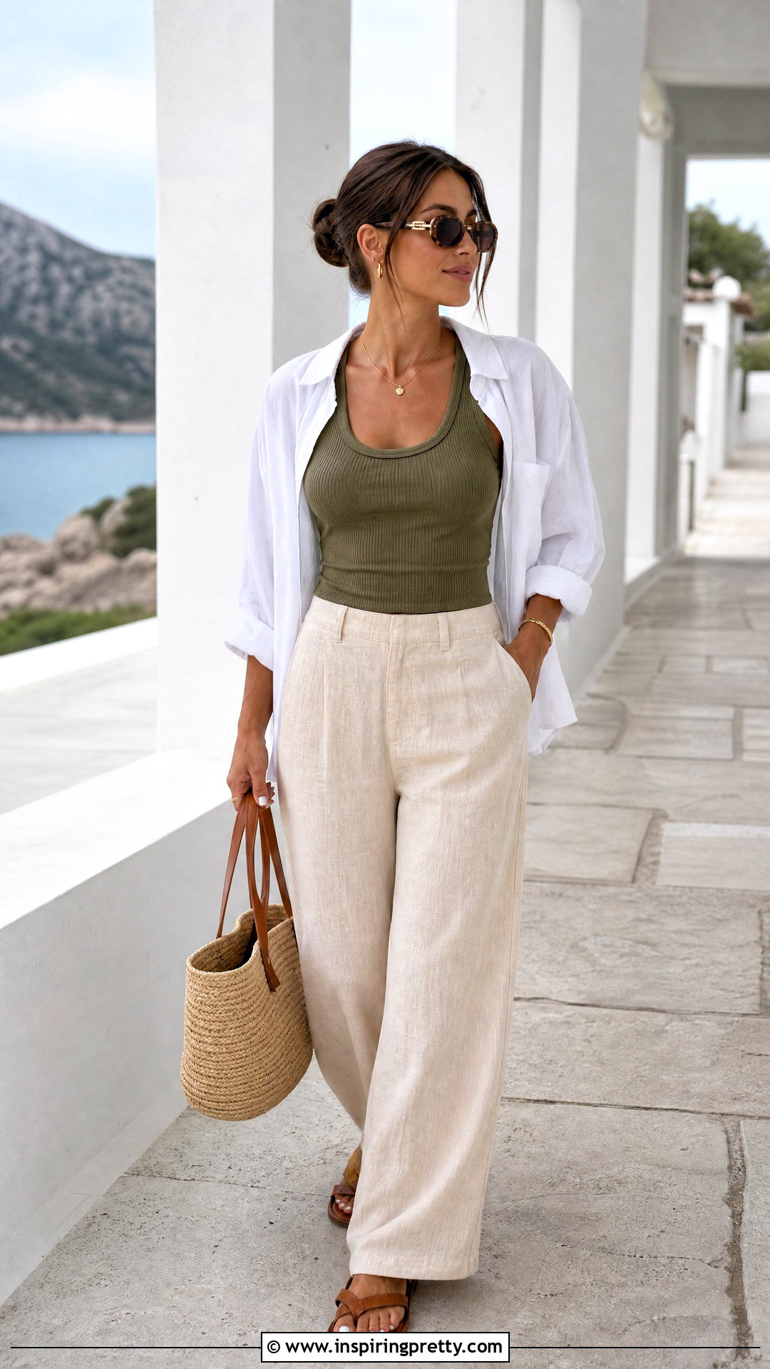 Ribbed Express Tank Top With Linen Pants - 20 Express Women's Tank Tops outfit ideas