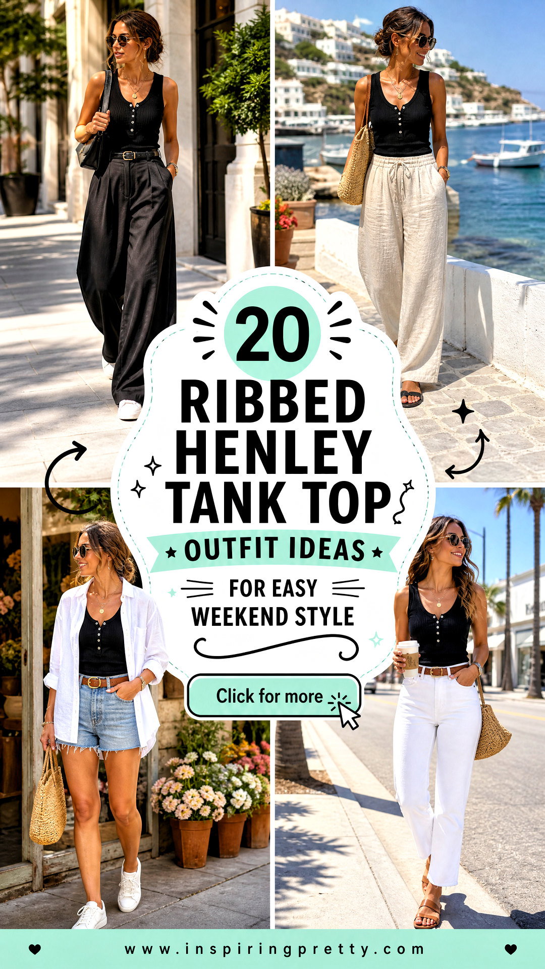 20 Ribbed Henley Tank Top Outfit Ideas for Easy Weekend Style - 20 Ribbed Henley Tank Top Outfit Ideas for Easy Weekend Style