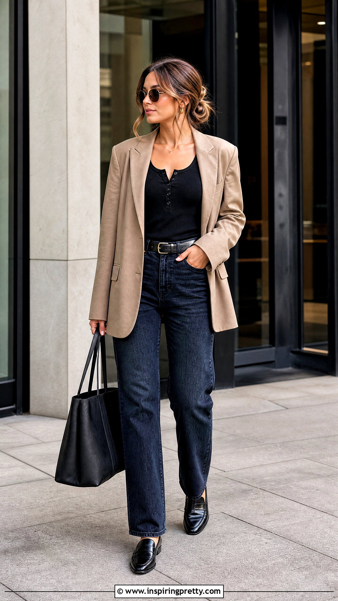 Ribbed Henley Tank Top With Blazer And Jeans - 20 ribbed henley tank top outfit ideas