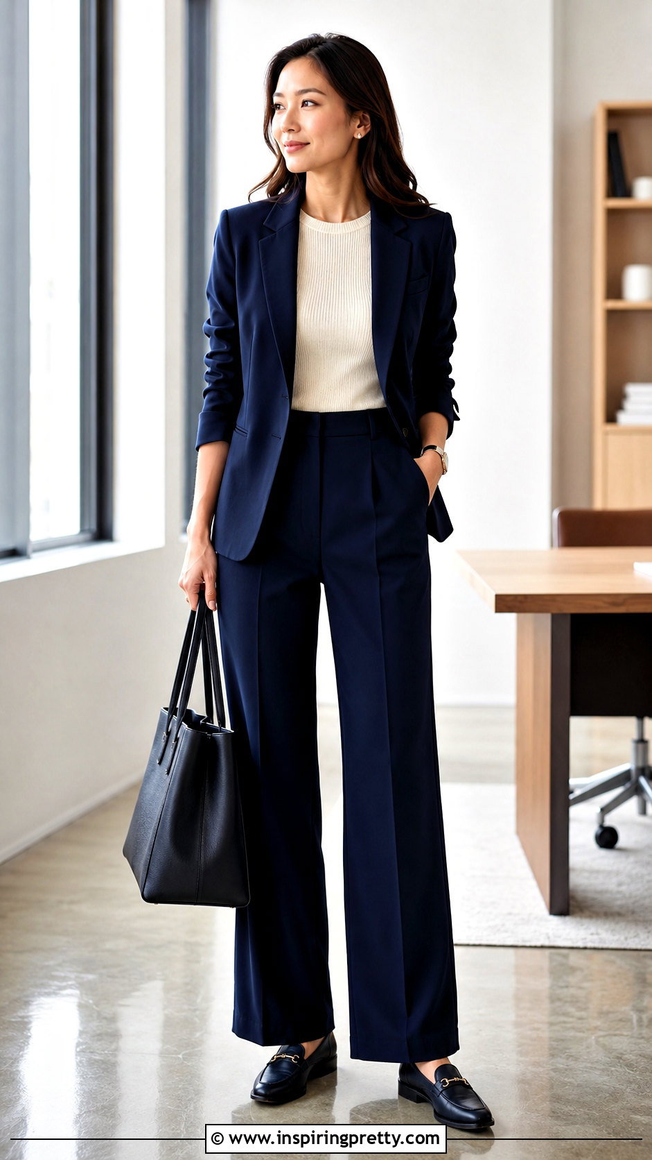 Ribbed Knit Top With Blazer And Trousers - 20 ribbed knit top style outfit ideas