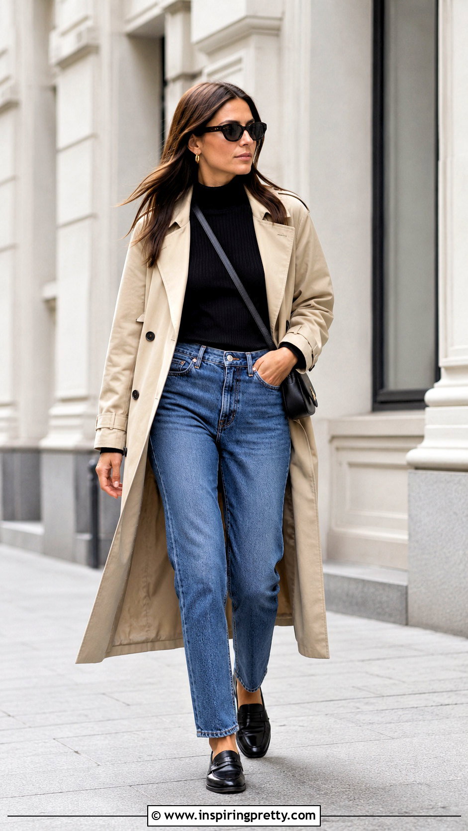 Ribbed Knit Top With Trench Coat And Jeans - 20 ribbed knit top style outfit ideas