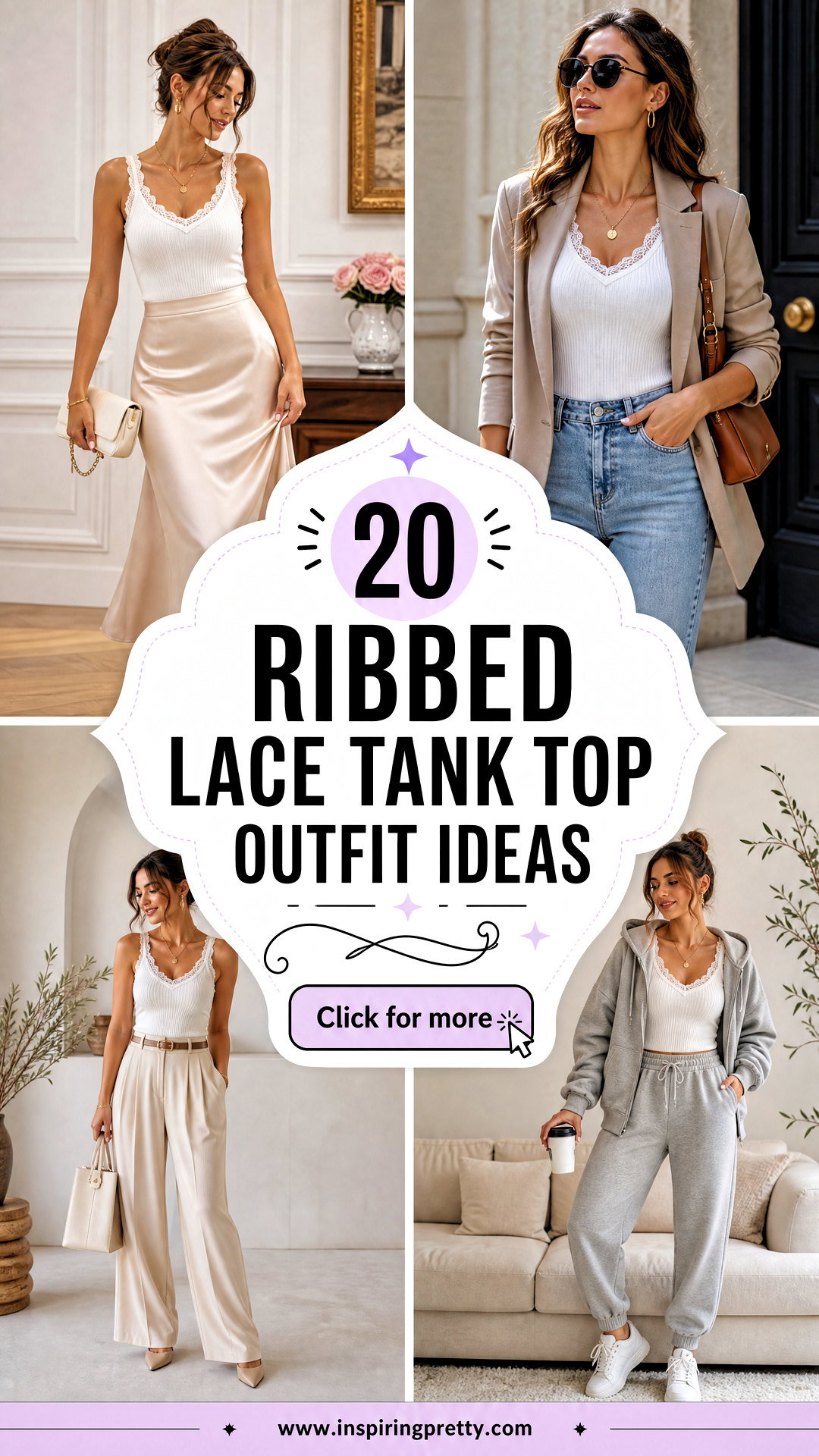 20 Ribbed Lace Tank Top Outfit Ideas for Effortless Style - 20 Ribbed Lace Tank Top Outfit Ideas for Effortless Style