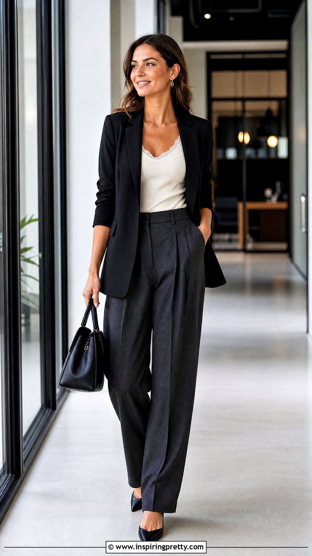 Ribbed Lace Tank Top With Pleated Trousers - 20 ribbed lace tank top outfit ideas
