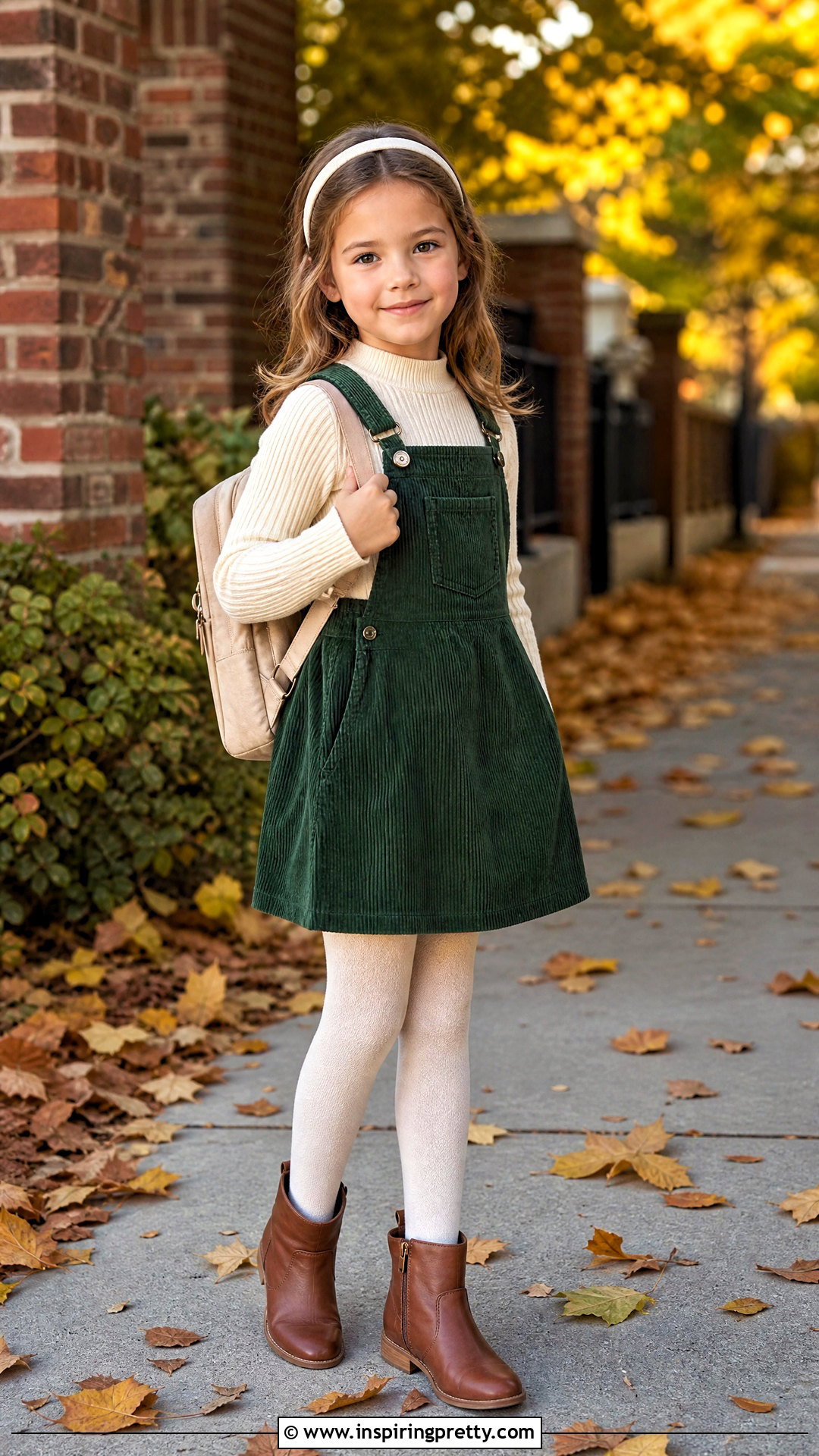 Ribbed Mock Neck Top With Pinafore Dress - 50 latest kids top designs