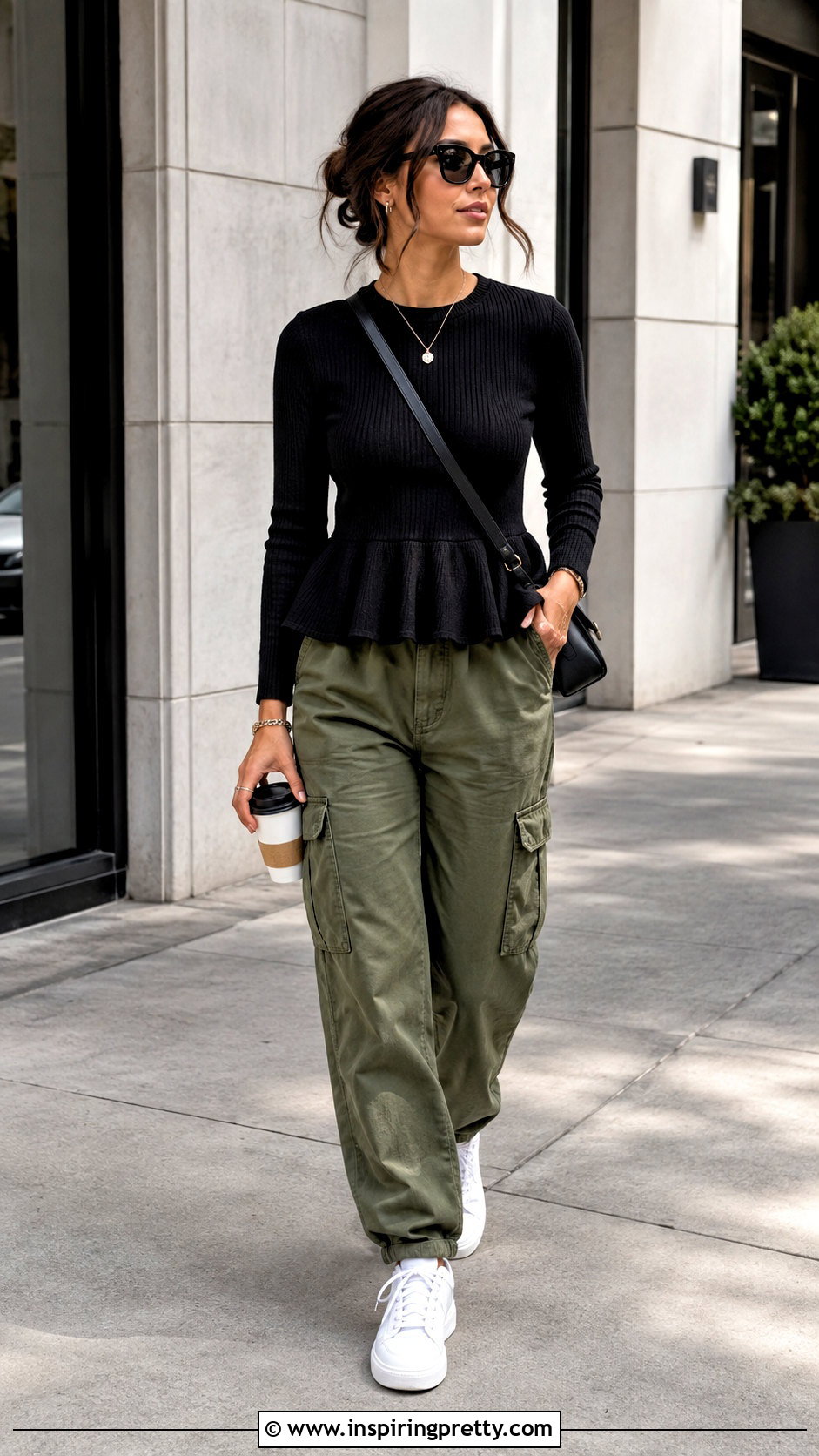 Ribbed Peplum Top With Cargo Pants - 50 peplum tops for women