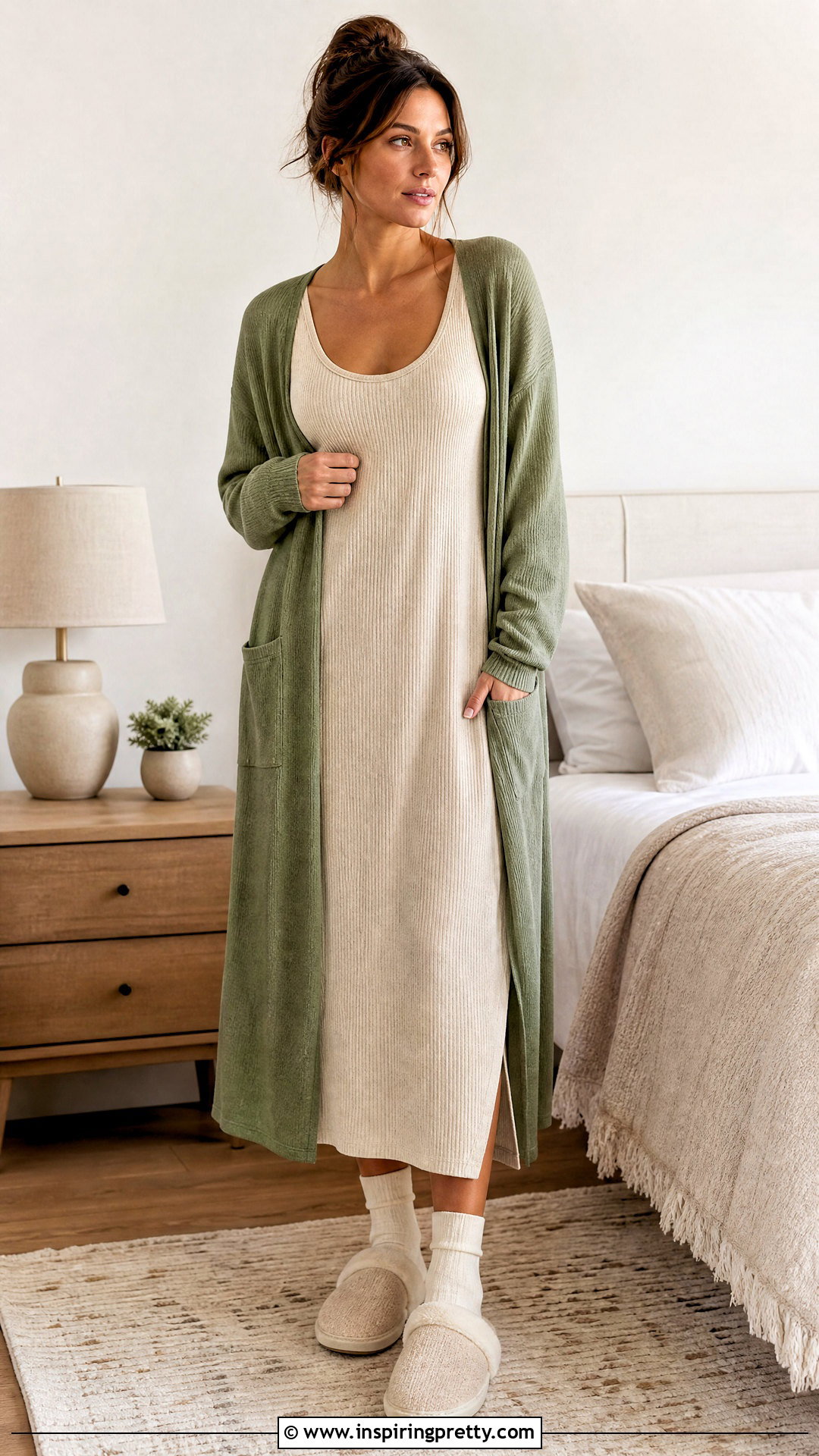 Ribbed Tank Top Nightgown With Long Cardigan - 25 Tank Top Nightgown ideas