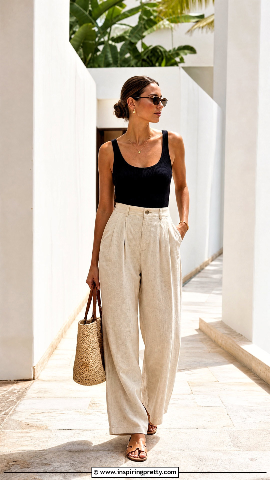 Ribbed Tank Top With High Waisted Wide Leg Pants - 20 Tops To Wear With High Waisted Wide Leg Pants