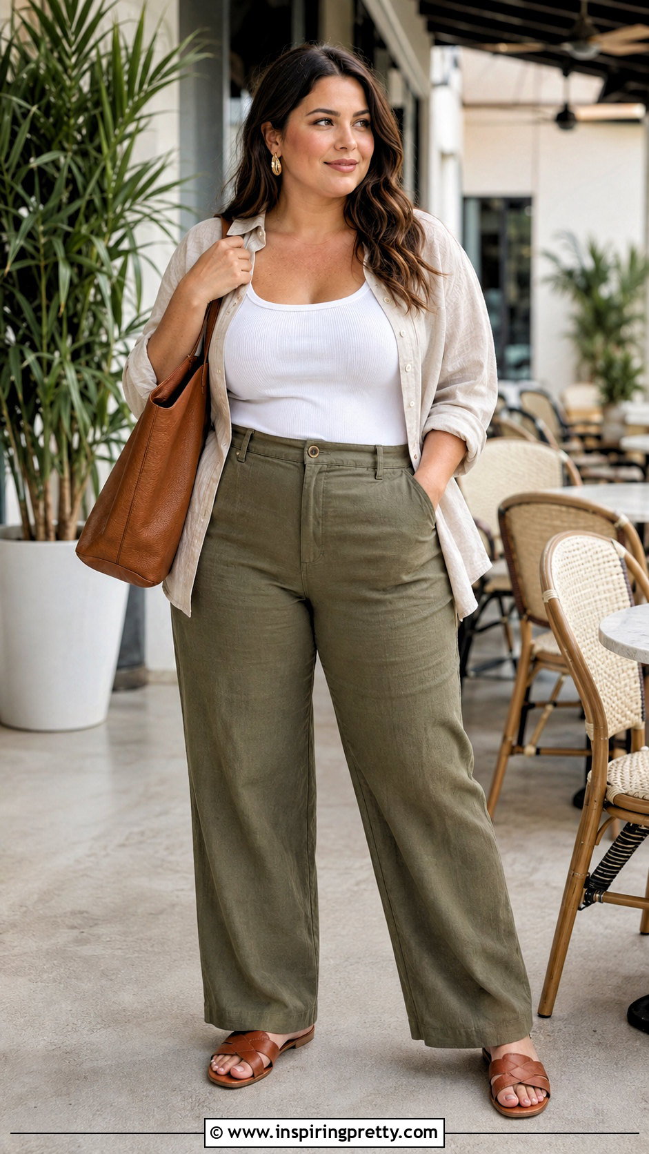 Ribbed Tank Top With Linen Pants - 25 shirts & tops outfit ideas