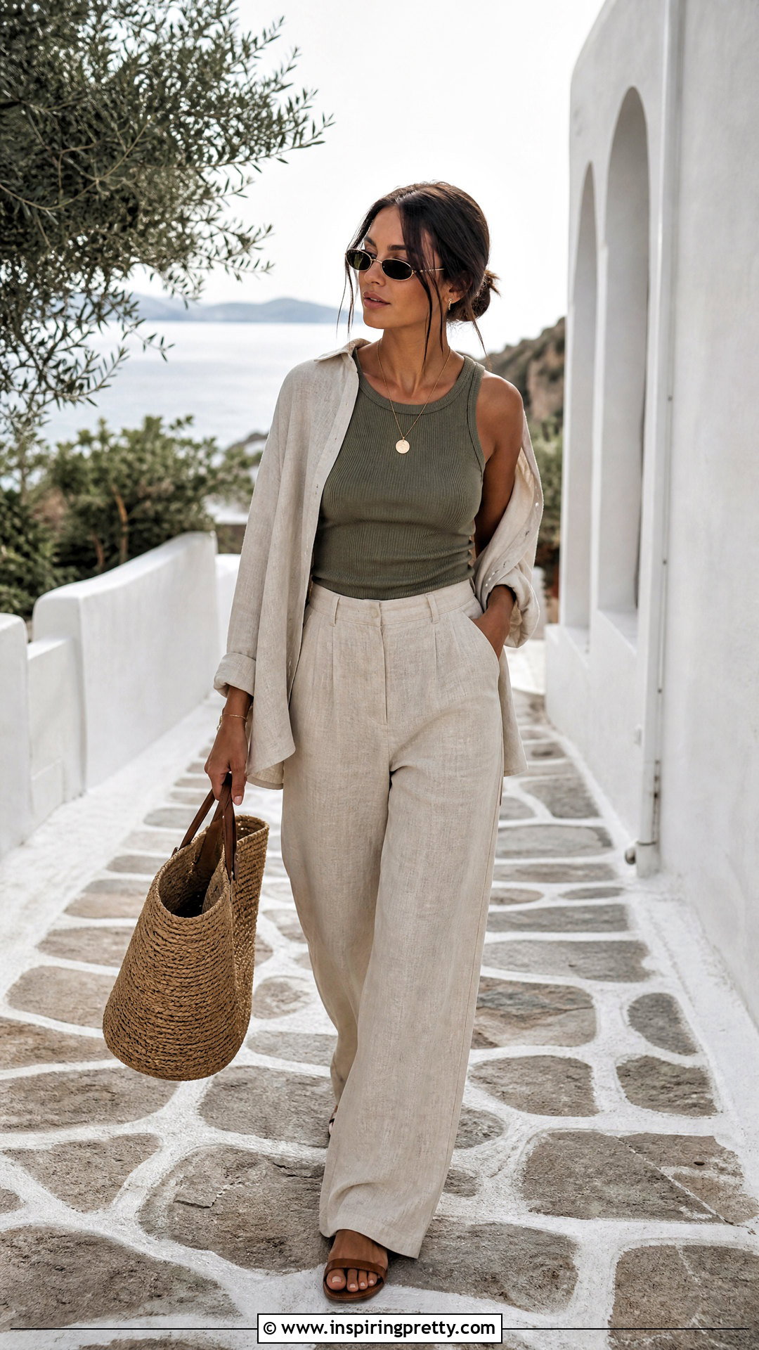Ribbed Tank Top With Linen Pants - 20 ribbed tank top fashion ideas