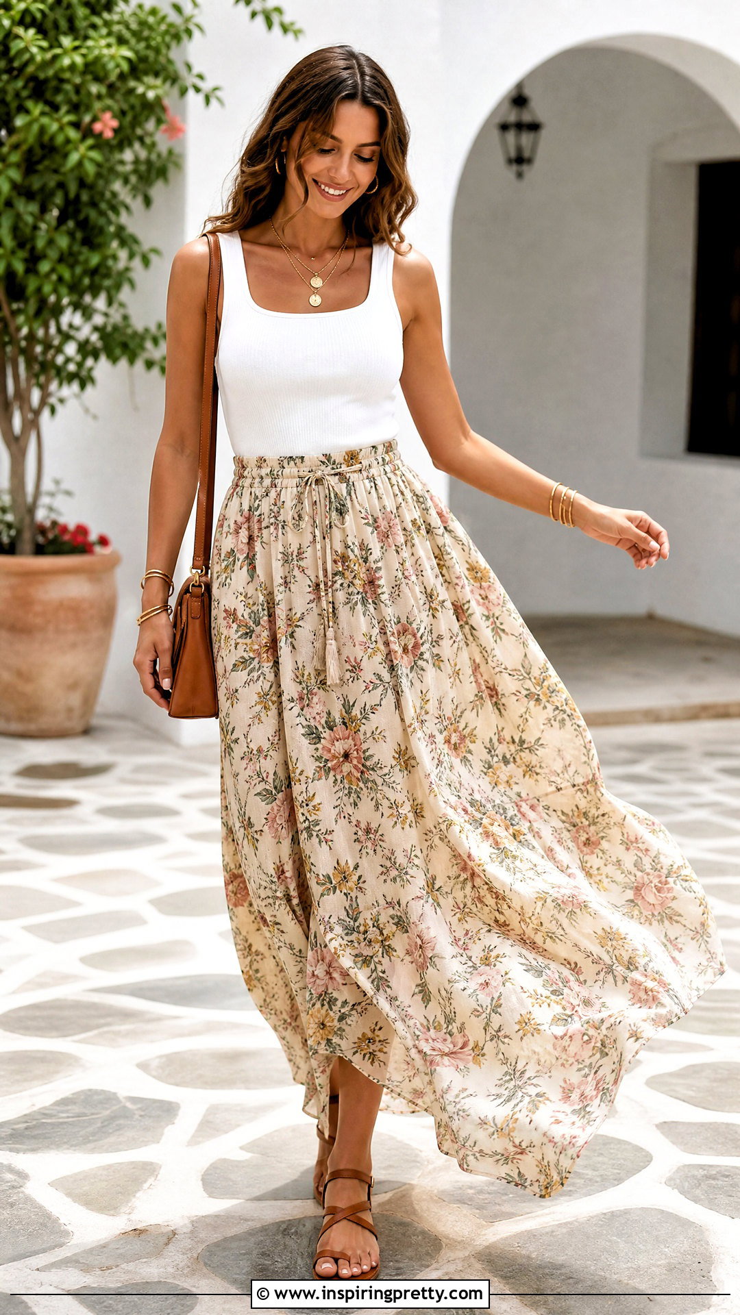 Ribbed Tank Top With Maxi Skirt - 50 cute tops for women