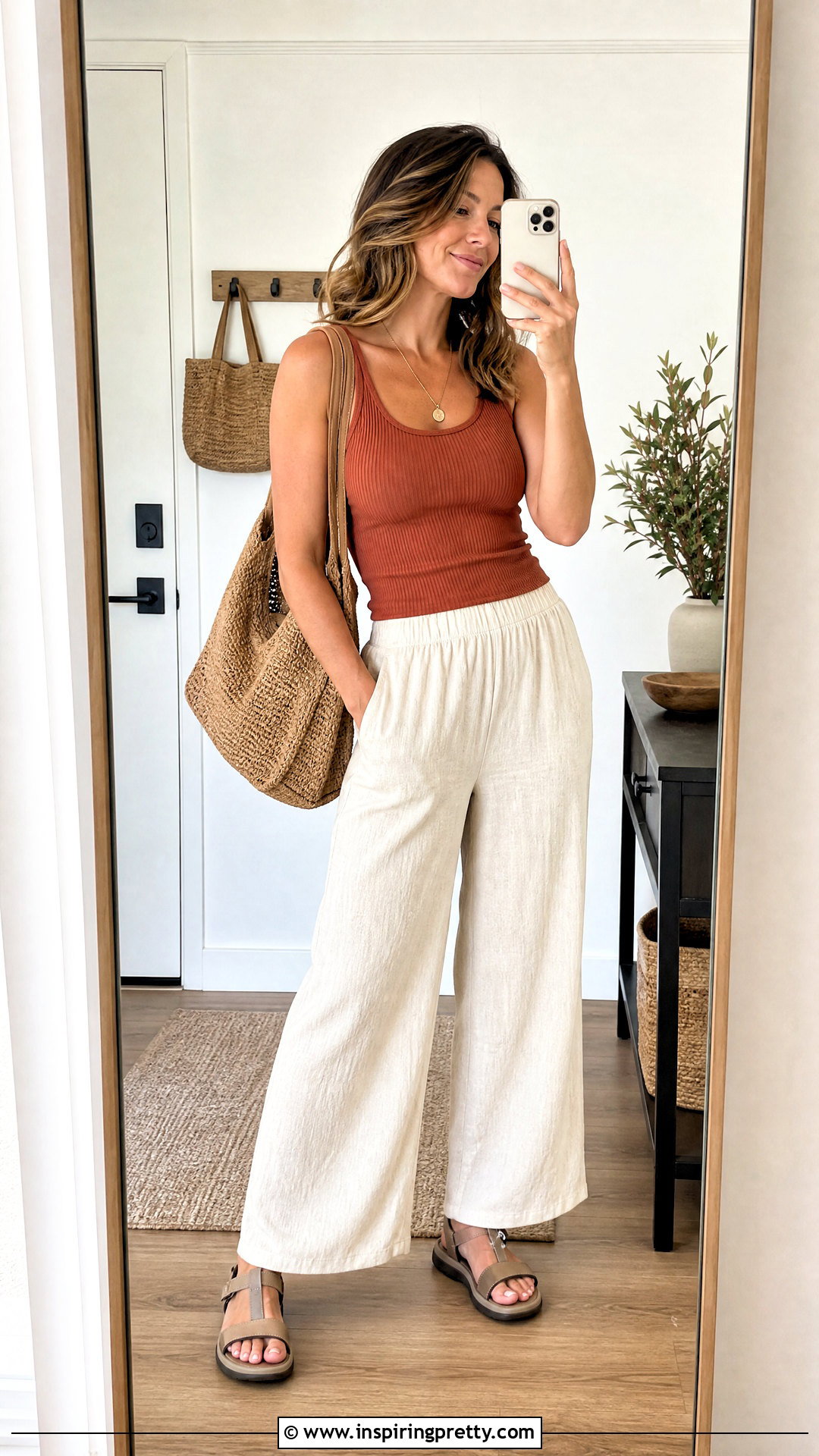 Ribbed Tank Top With Pull On Pants - 20 Casual Summer Top Inspiration outfit ideas