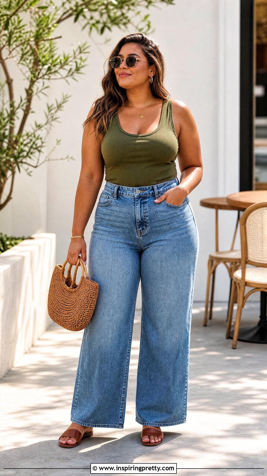 Ribbed Tank Top With Wide Leg Jeans - What Kind Of Tops To Wear With Wide Leg Jeans (25 Ways)