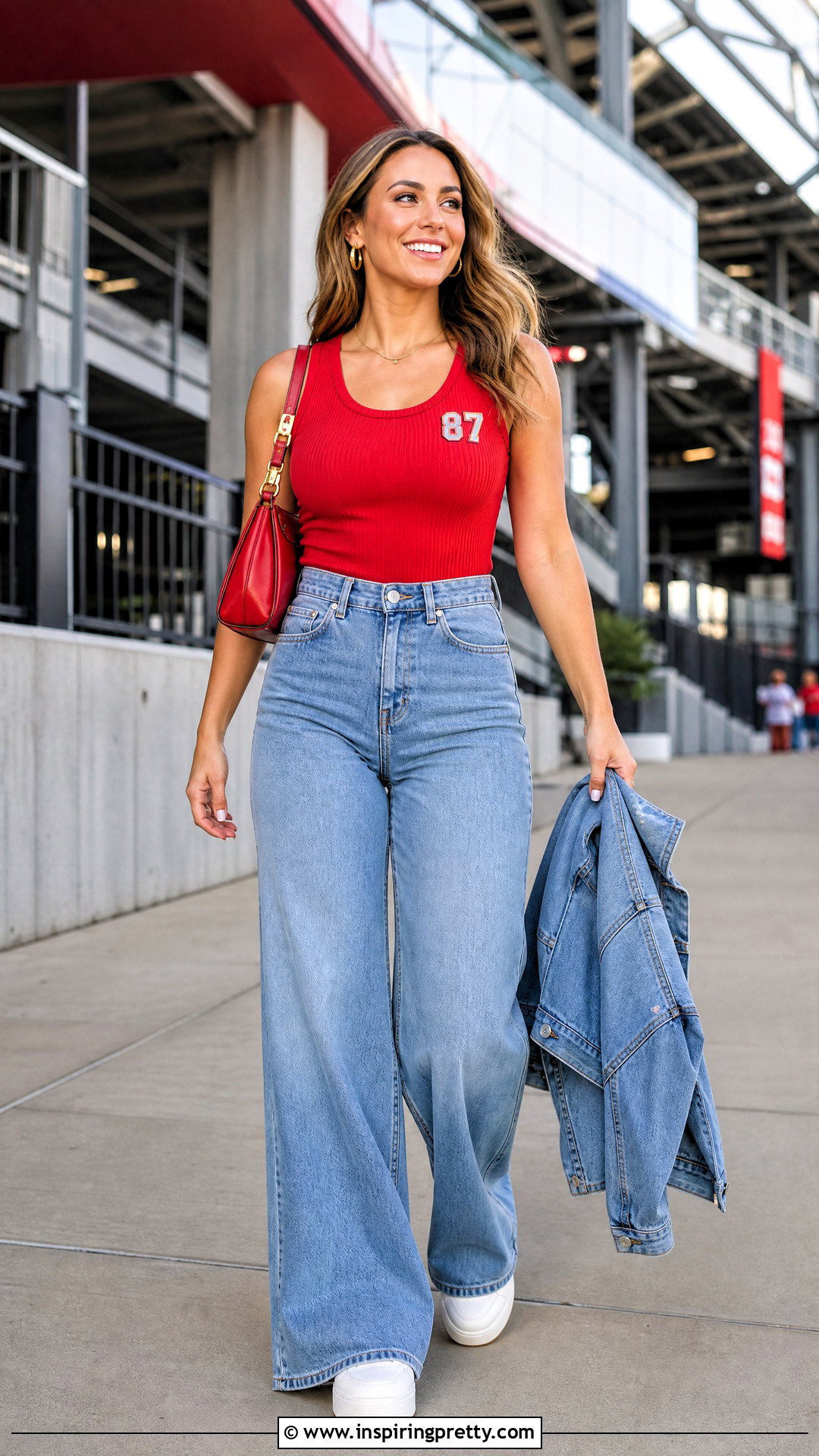 Ribbed Travis Kelce Tank Top With Wide Leg Jeans - 20 travis kelce tank tops