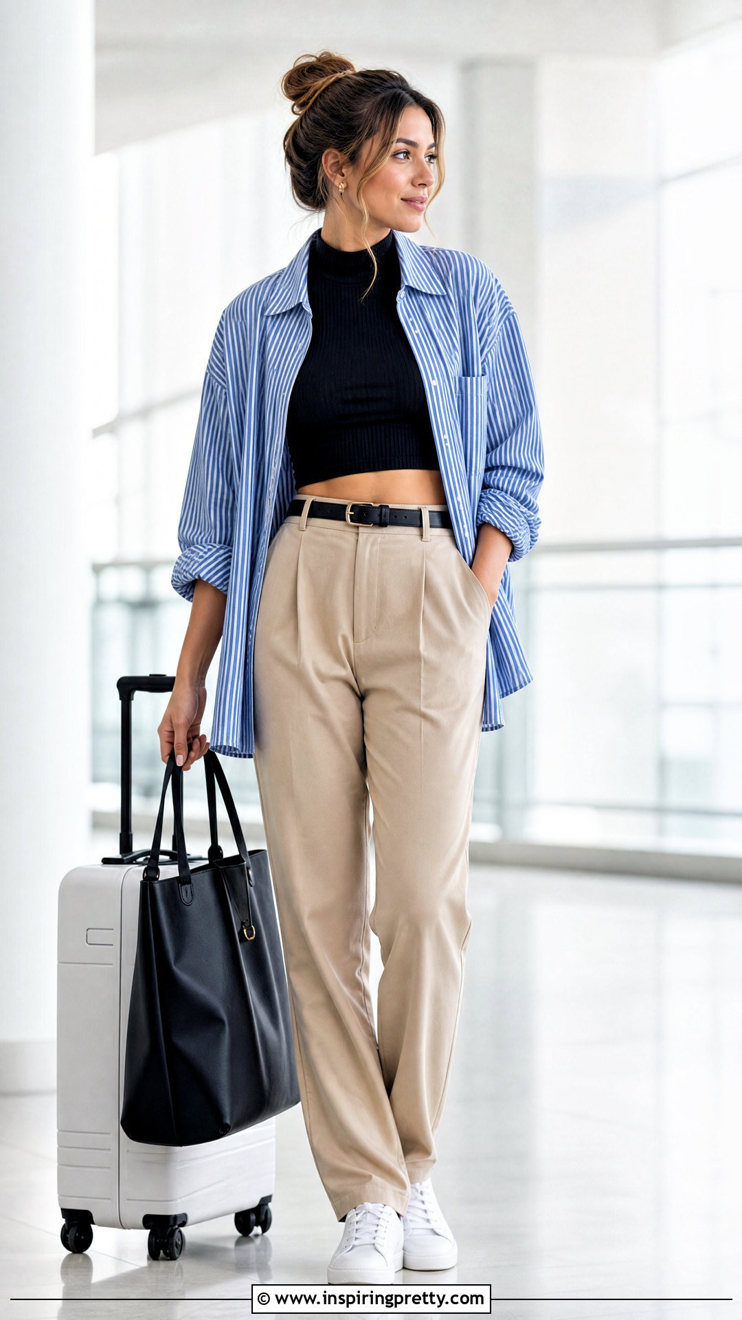 Ribbed Turtleneck Crop Top With A Button Down Shirt - 20 Ribbed Turtleneck Crop Top outfit ideas