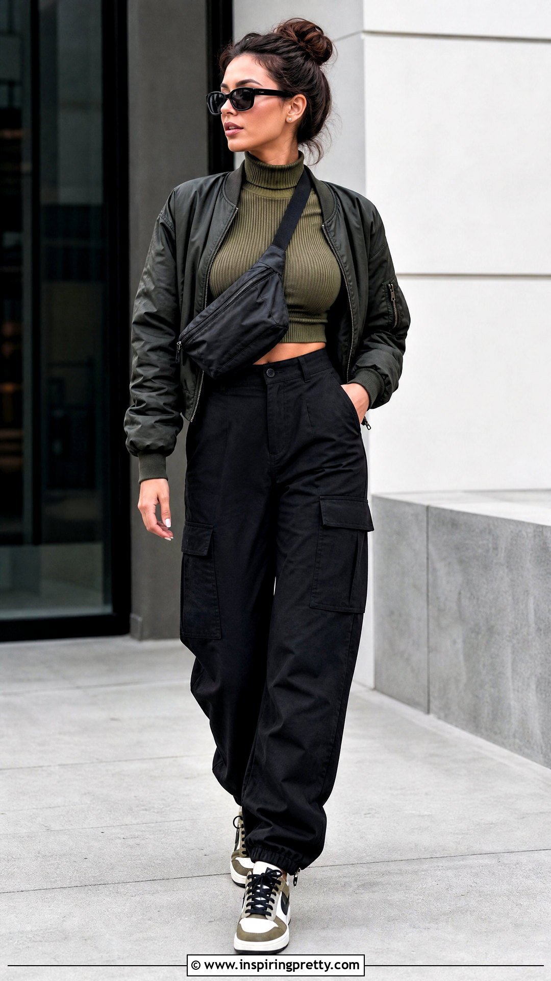 Ribbed Turtleneck Crop Top With Cargo Pants - 20 Ribbed Turtleneck Crop Top outfit ideas