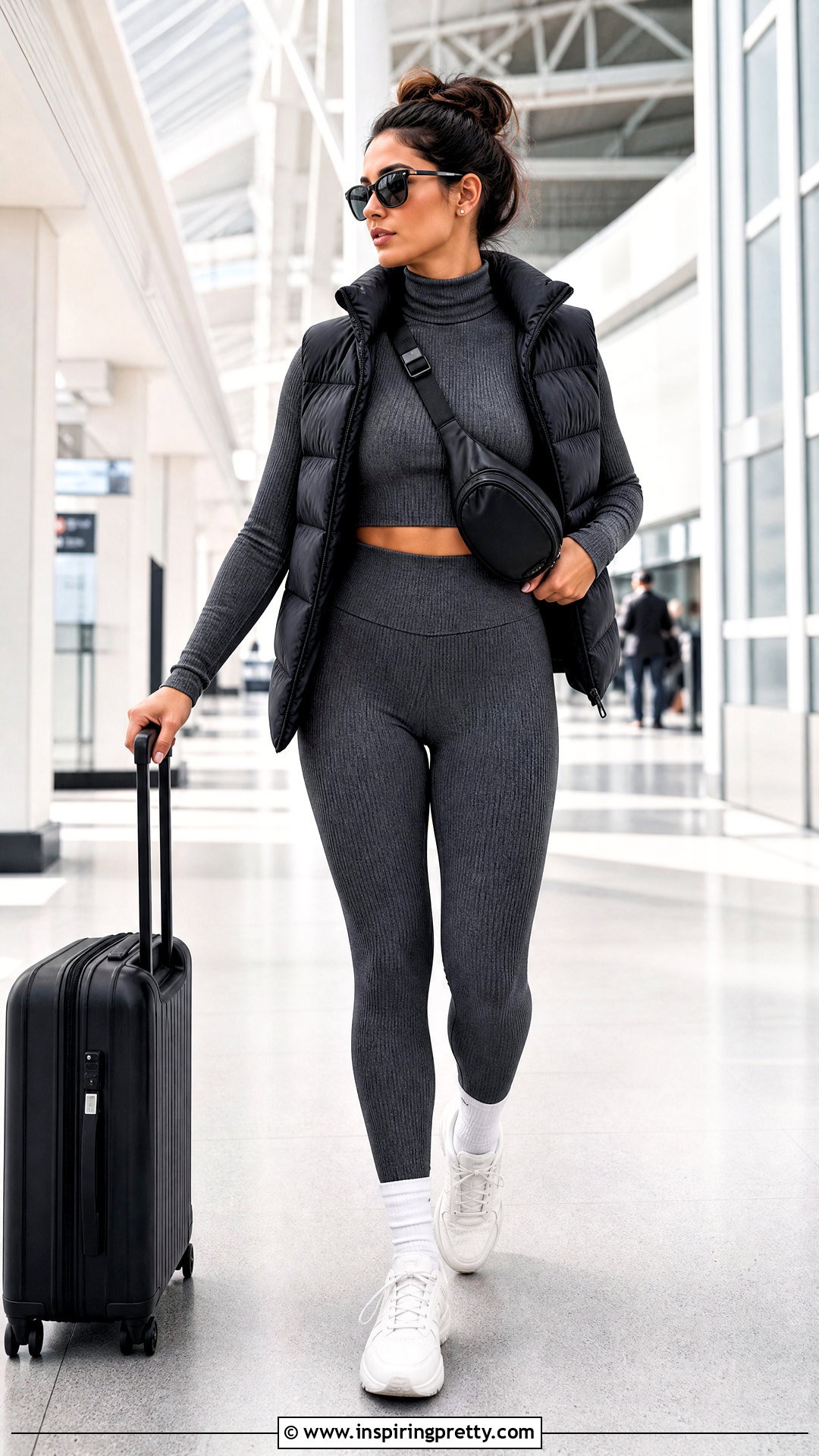 Ribbed Turtleneck Crop Top With High Waisted Leggings - 20 Ribbed Turtleneck Crop Top outfit ideas