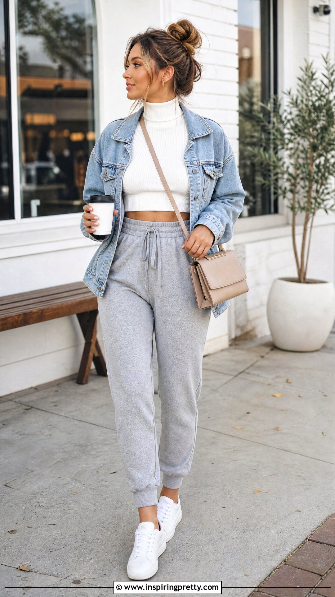 Ribbed Turtleneck Crop Top With Joggers - 20 Ribbed Turtleneck Crop Top outfit ideas