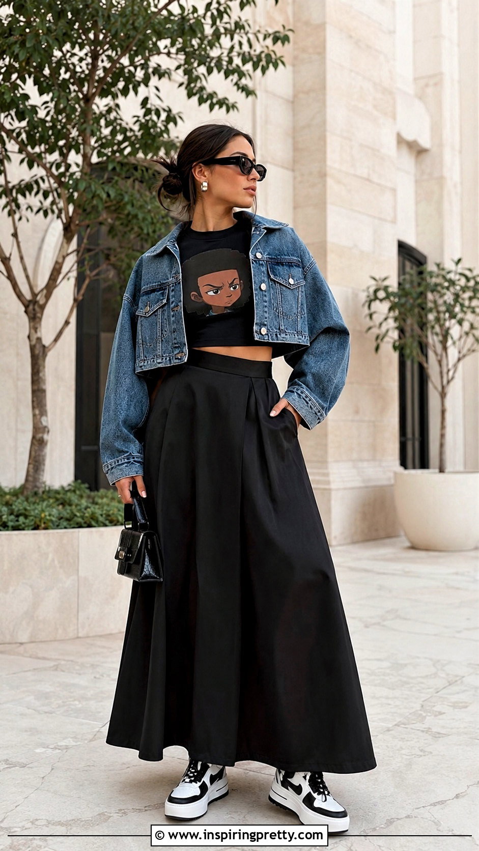 Riley Freeman Crop Top With Black Maxi Skirt - 20 Riley Freeman Crop Top outfit ideas