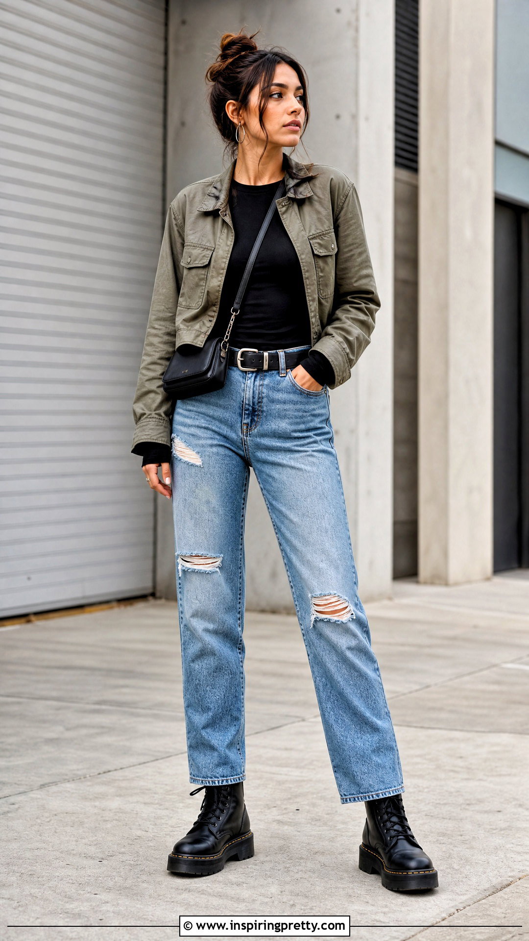 Ripped Jeans And Black Long Sleeve Top Outfit - 50 jeans and black top outfit ideas