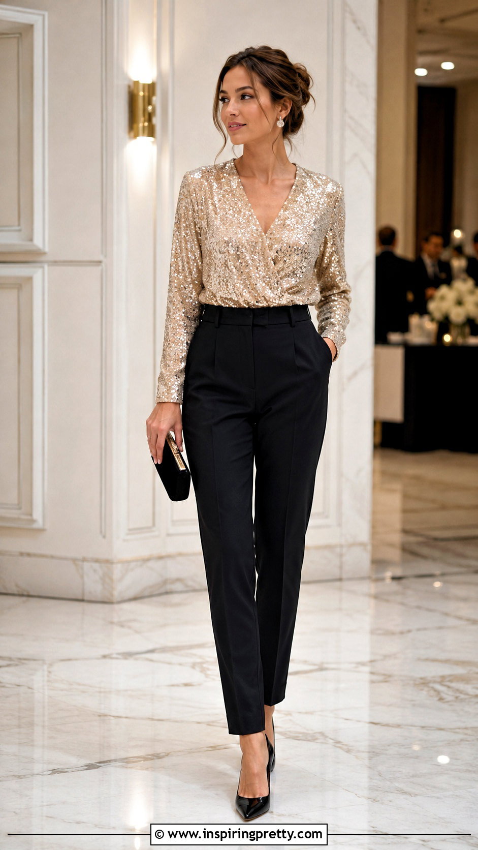 Robert Rodriguez Sequin Top With Black Trousers - 20 robert rodriguez tops outfit ideas