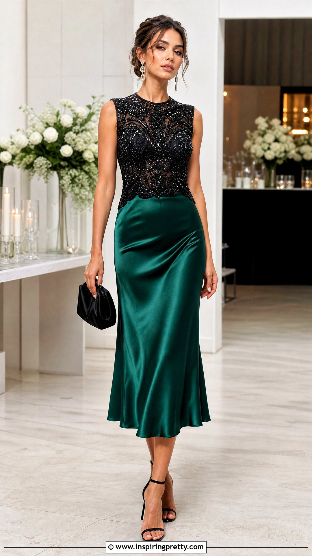 Roberto Cavalli Sequin Top With Satin Midi Skirt - 20 roberto cavalli sequin top outfit ideas