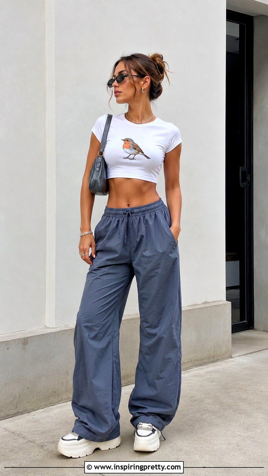 Robin Crop Top With Parachute Pants And Platform Sneakers - 20 Robin Crop Top outfit ideas