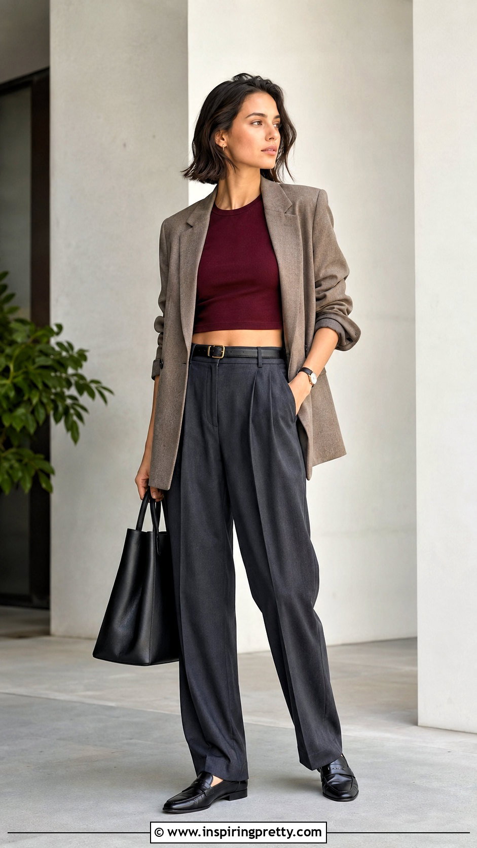 Robin Crop Top With Pleated Trousers And Loafers - 20 Robin Crop Top outfit ideas