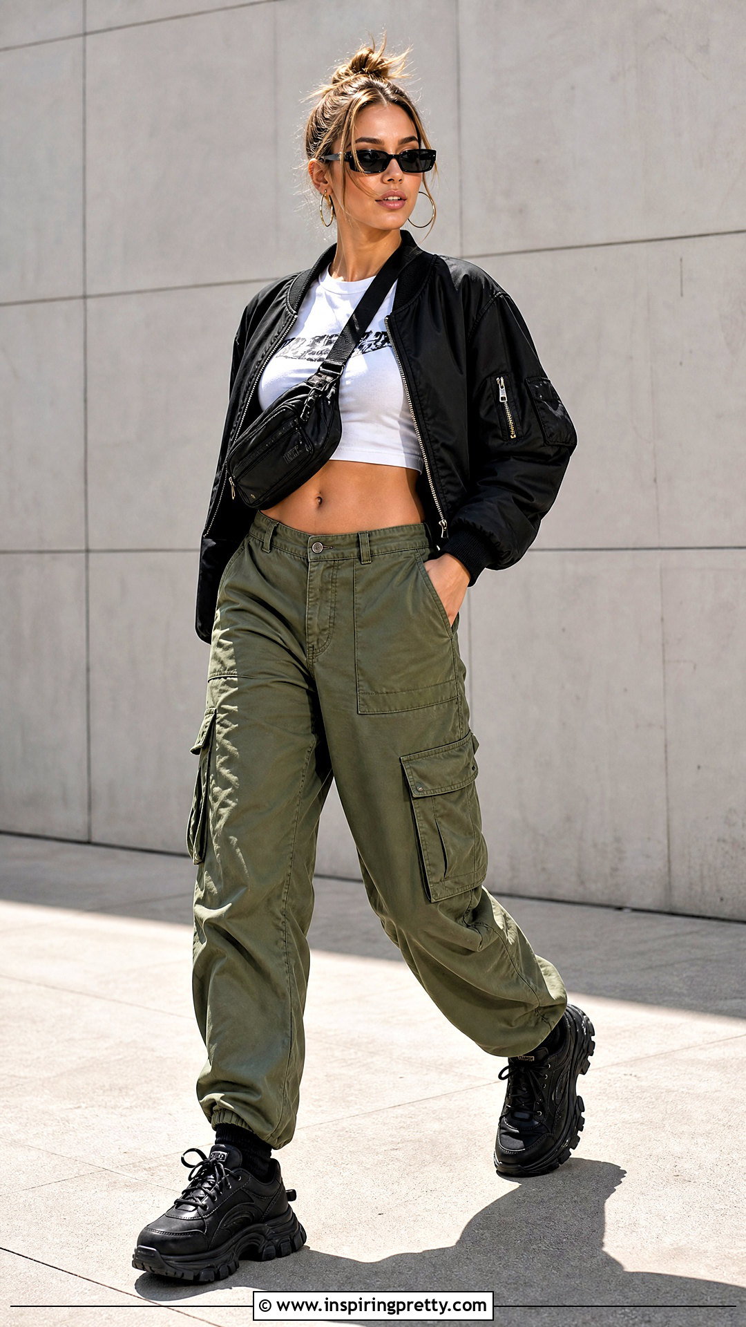 Rock Crop Top With Baggy Cargo Pants - 20 The Rock Crop Top outfit ideas