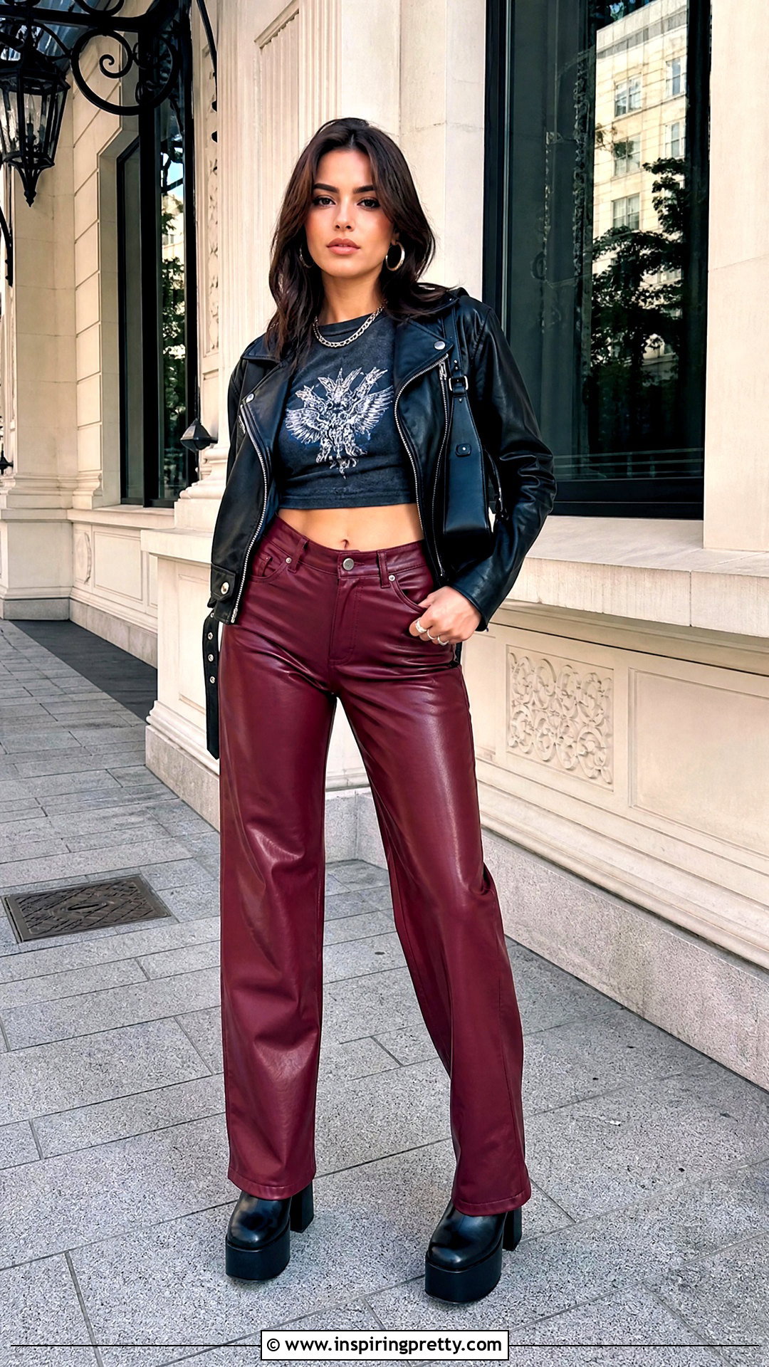 Rock Crop Top With Red Leather Pants - 20 The Rock Crop Top outfit ideas