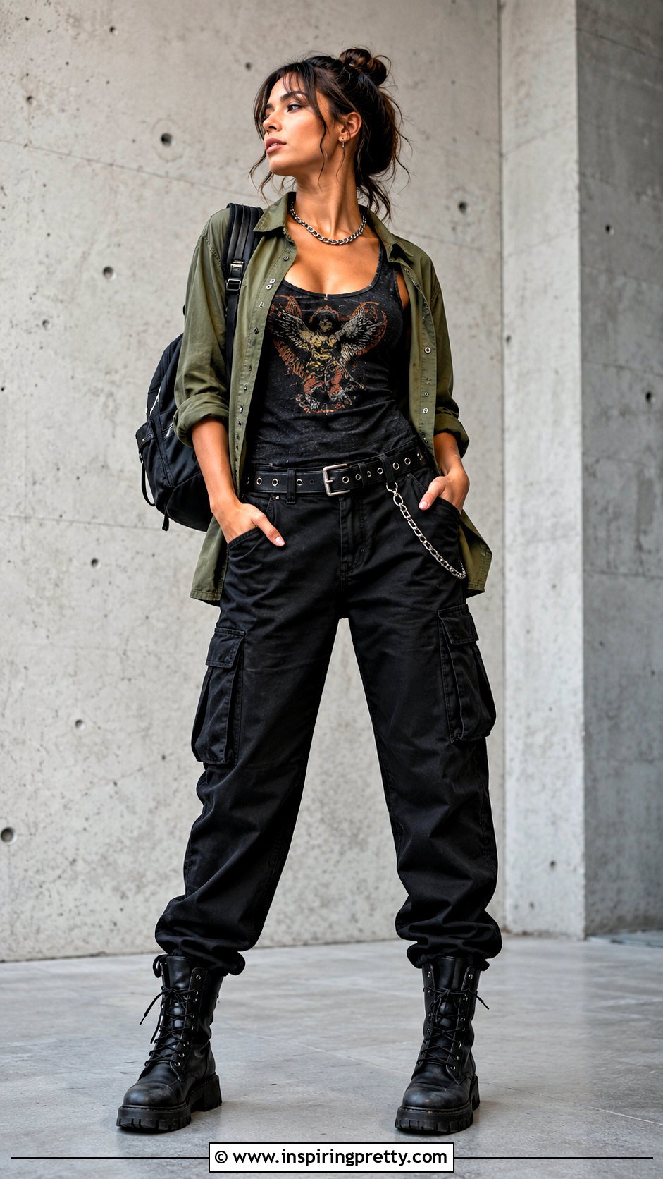 Rocker Tank Top With Black Cargo Pants - 25 rocker tank tops outfit ideas