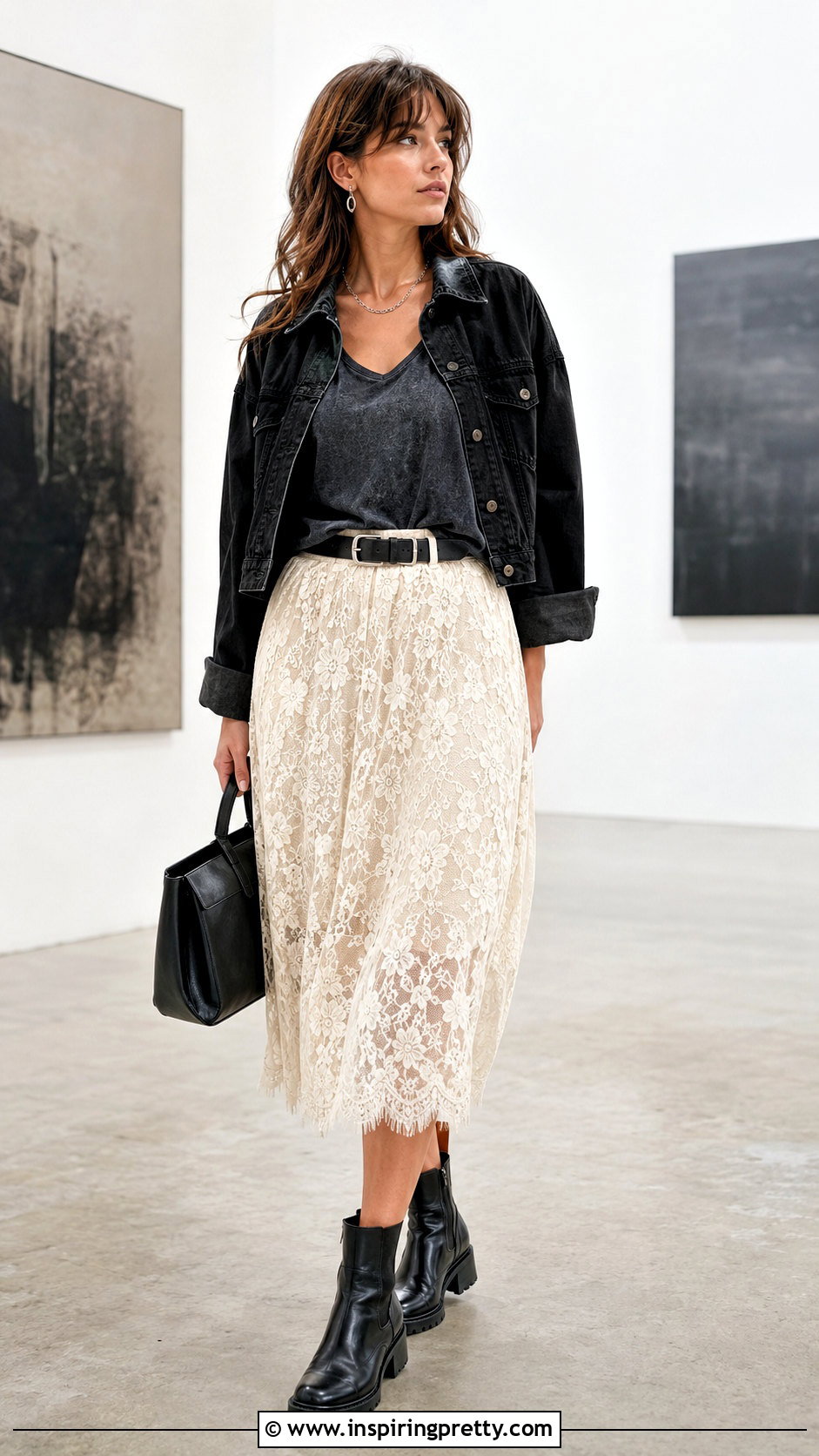 Rocker Tank Top With Lace Midi Skirt - 25 rocker tank tops outfit ideas
