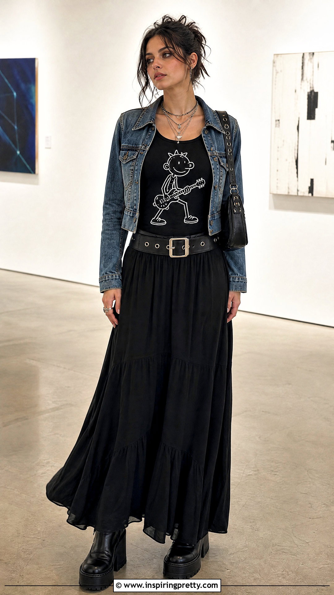 Rodrick Heffley Tank Top With Black Maxi Skirt - 25 Rodrick Heffley Tank Top outfit ideas
