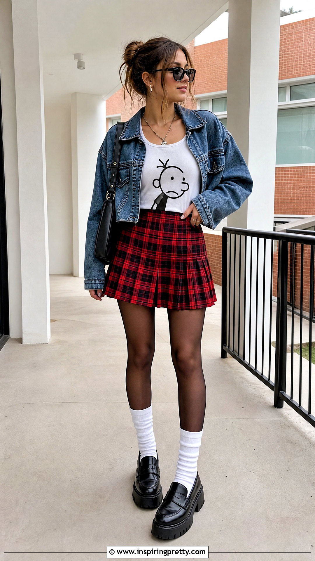 Rodrick Heffley Tank Top With Plaid Mini Skirt - 25 Rodrick Heffley Tank Top outfit ideas