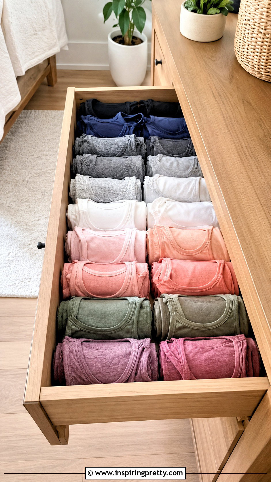 Roll Tank Tops In A Drawer - how to store tank tops how to organize (25 ways)