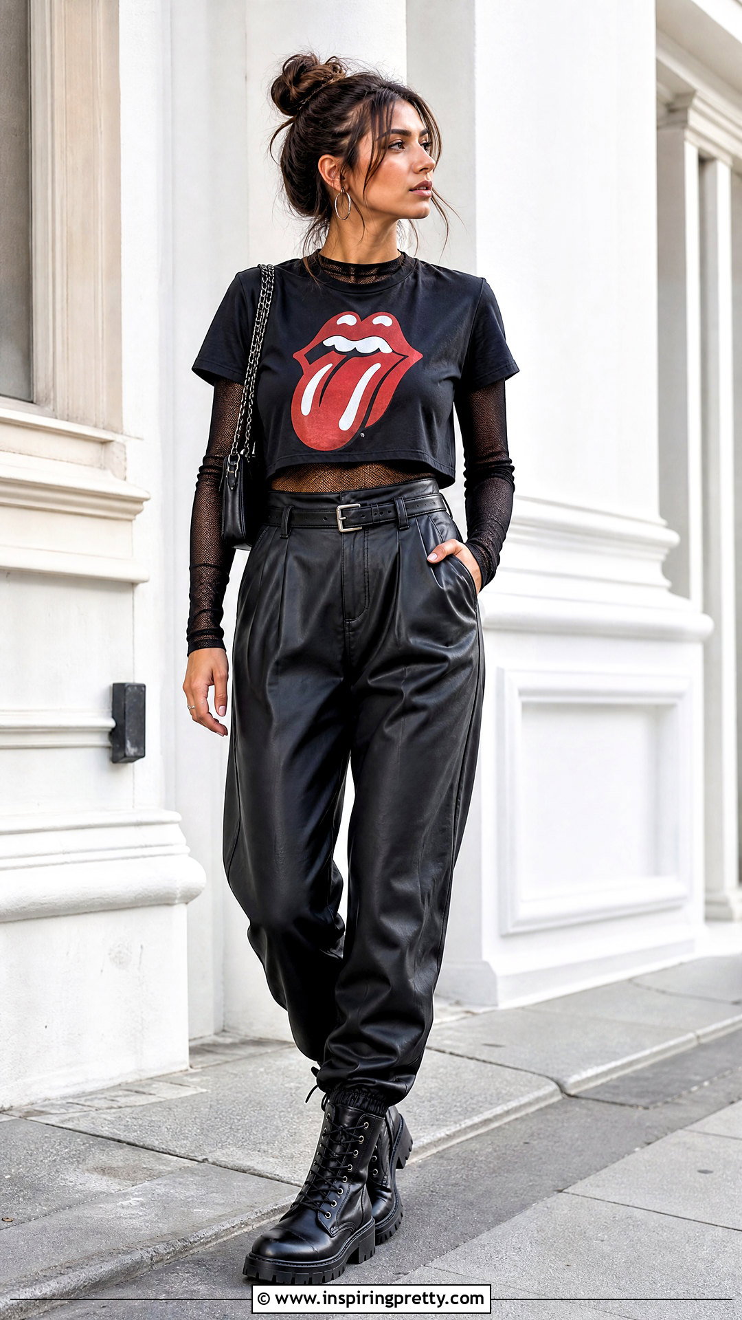 Rolling Stones Crop Top Over A Mesh Long Sleeve Top - 25 Rolling Stones Crop Tops