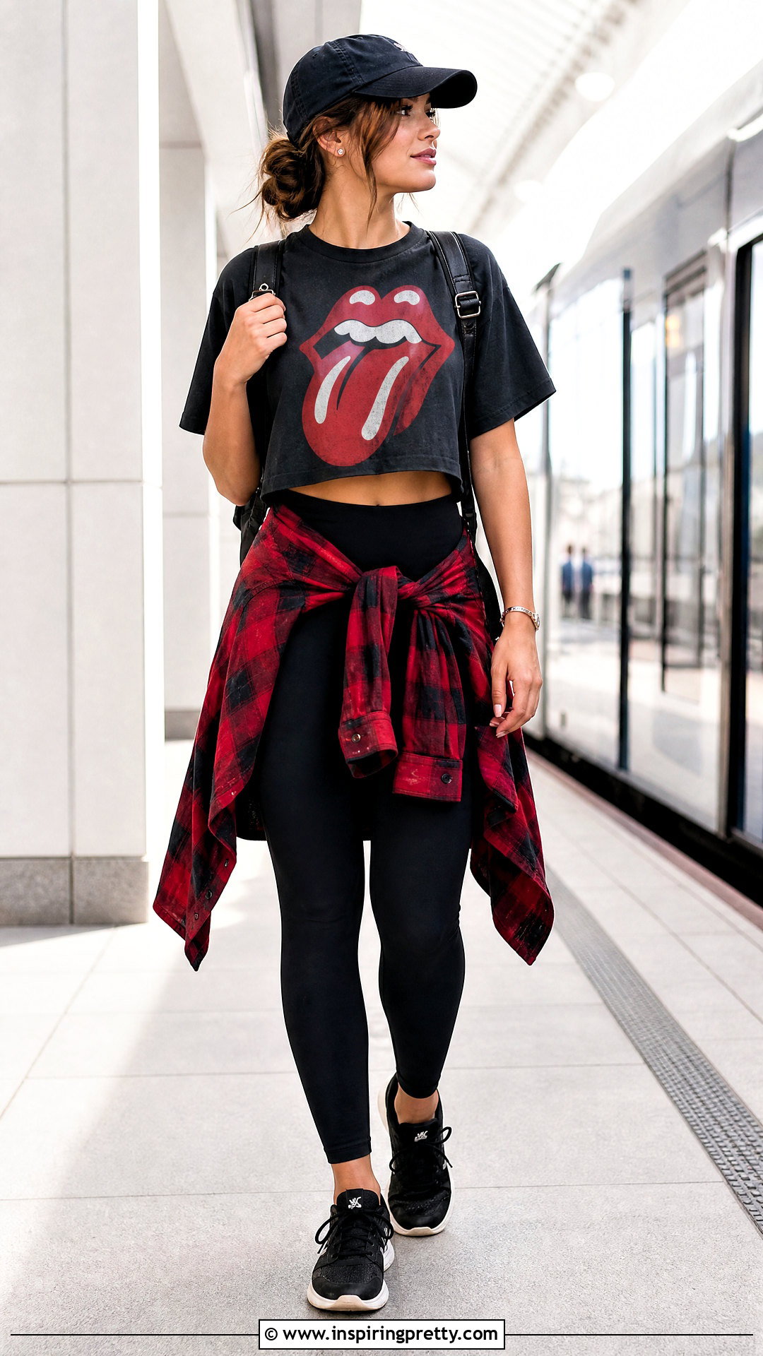 Rolling Stones Crop Top With Leggings And Flannel - 25 Rolling Stones Crop Tops