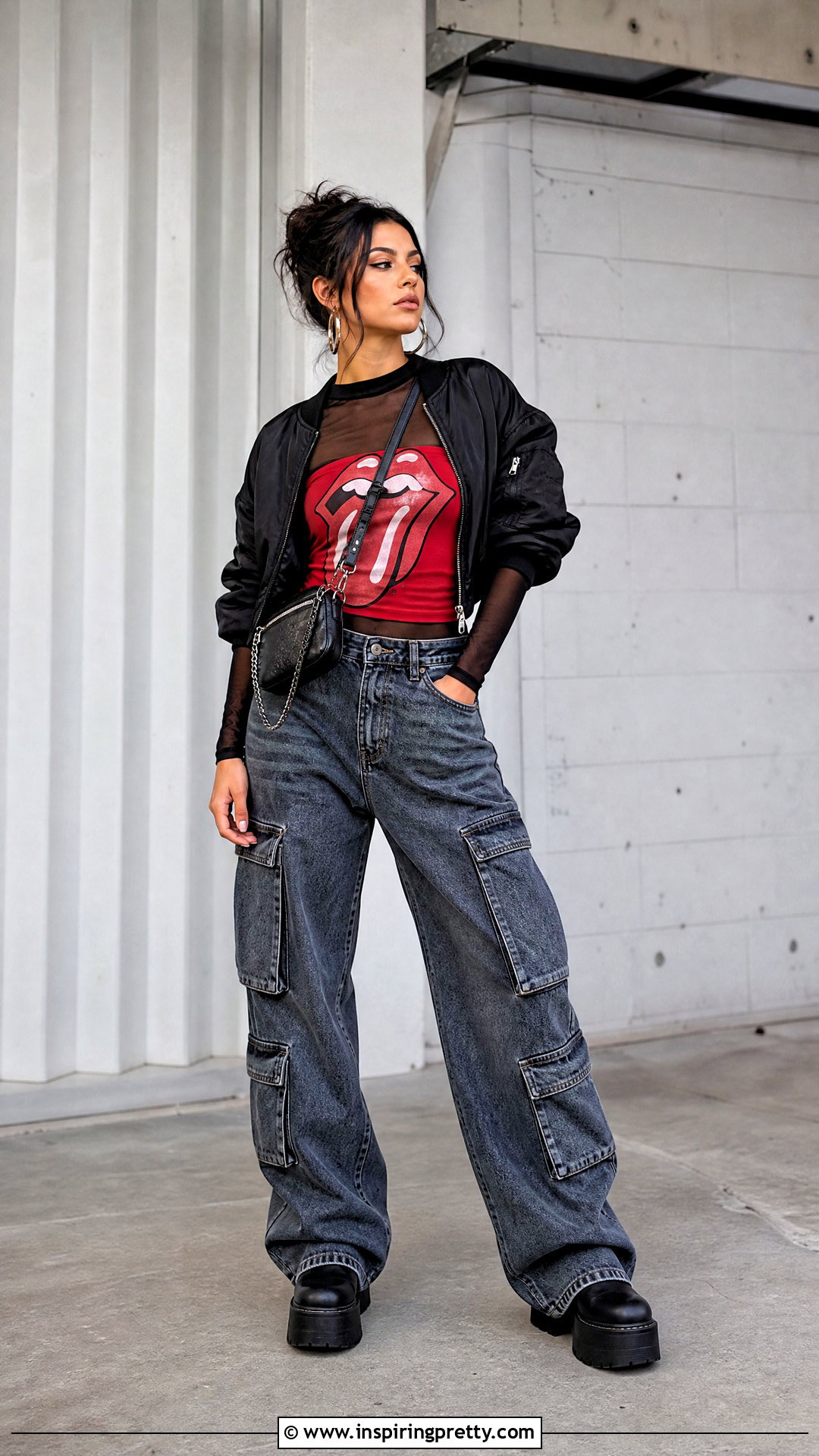 Rolling Stones Tube Top With Mesh Top And Cargo Jeans - 20 Rolling Stones Tube Tops
