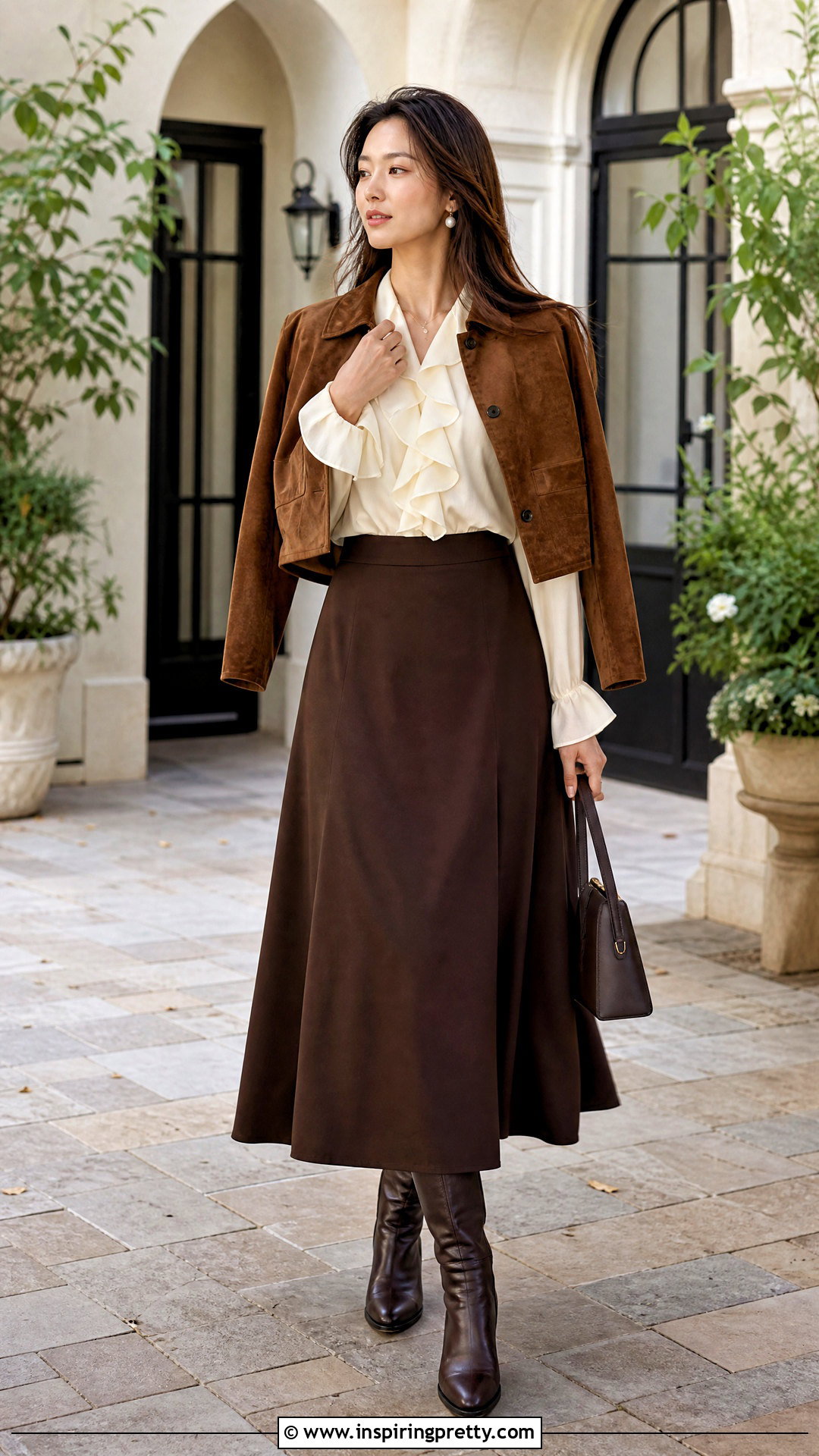 Romantic Ruffle Blouse With Maxi Skirt - 20 tops for fall 2024 ideas