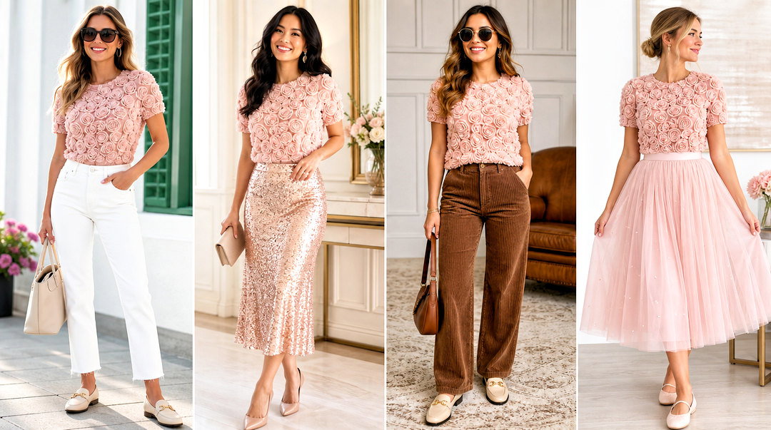 25 Rose Applique Top Outfit Ideas for Romantic Spring Style