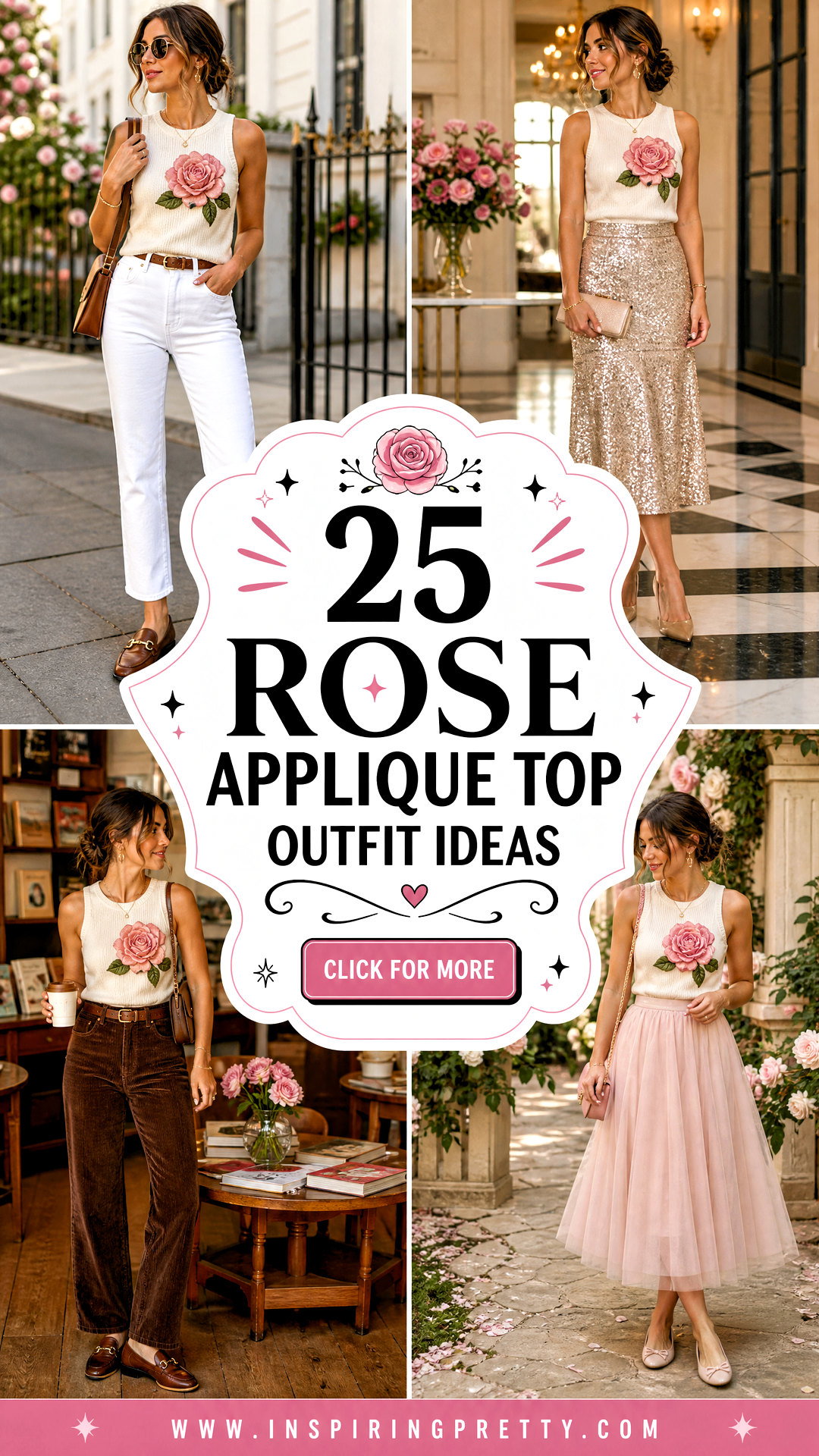 25 Rose Applique Top Outfit Ideas for Romantic Spring Style - 25 Rose Applique Top Outfit Ideas for Romantic Spring Style