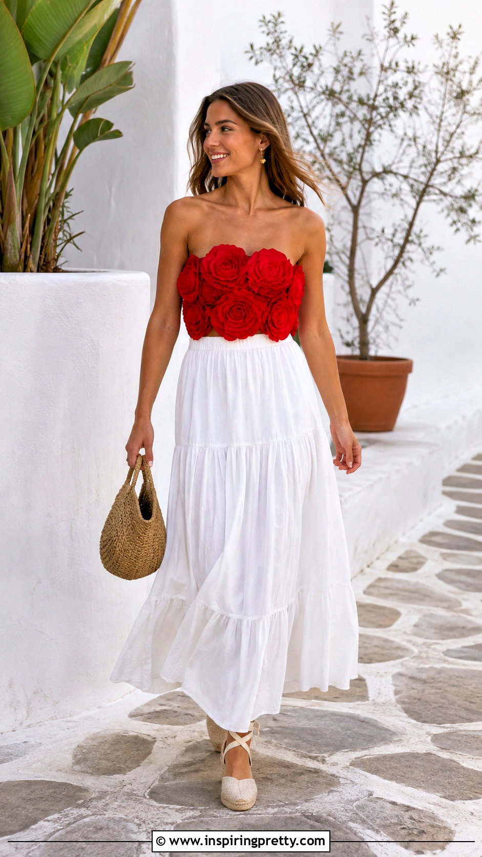 Rose Applique Top With White Maxi Skirt And Espadrilles - 25 rose applique top outfit ideas