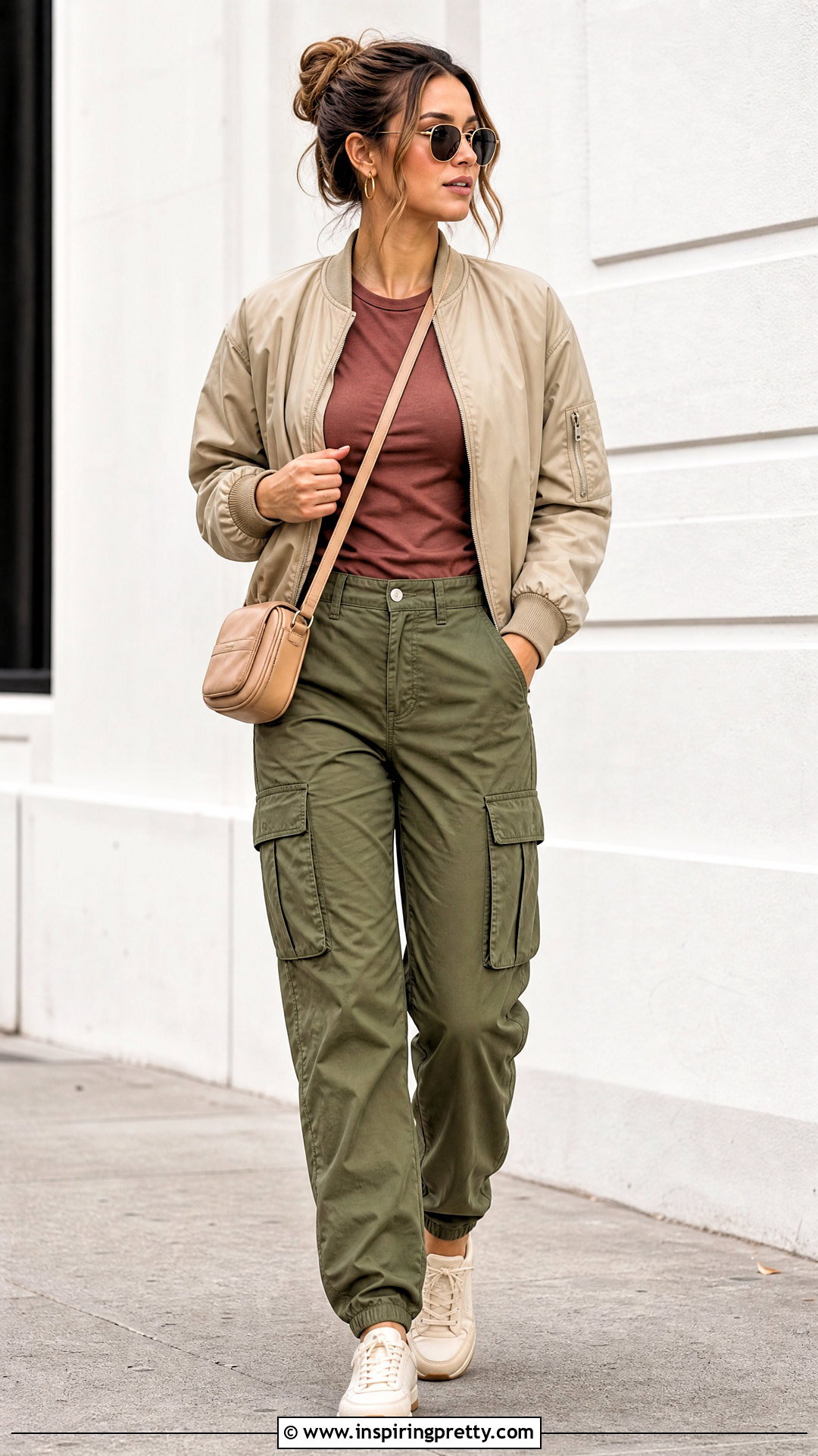 Rose Brown Top With Olive Cargo Pants - 25 Rose Brown Top outfit ideas