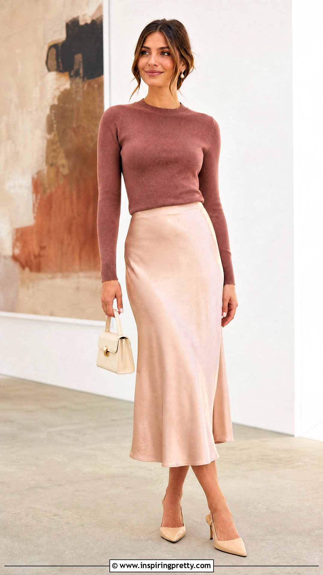 Rose Brown Top With Satin Midi Skirt - 25 Rose Brown Top outfit ideas