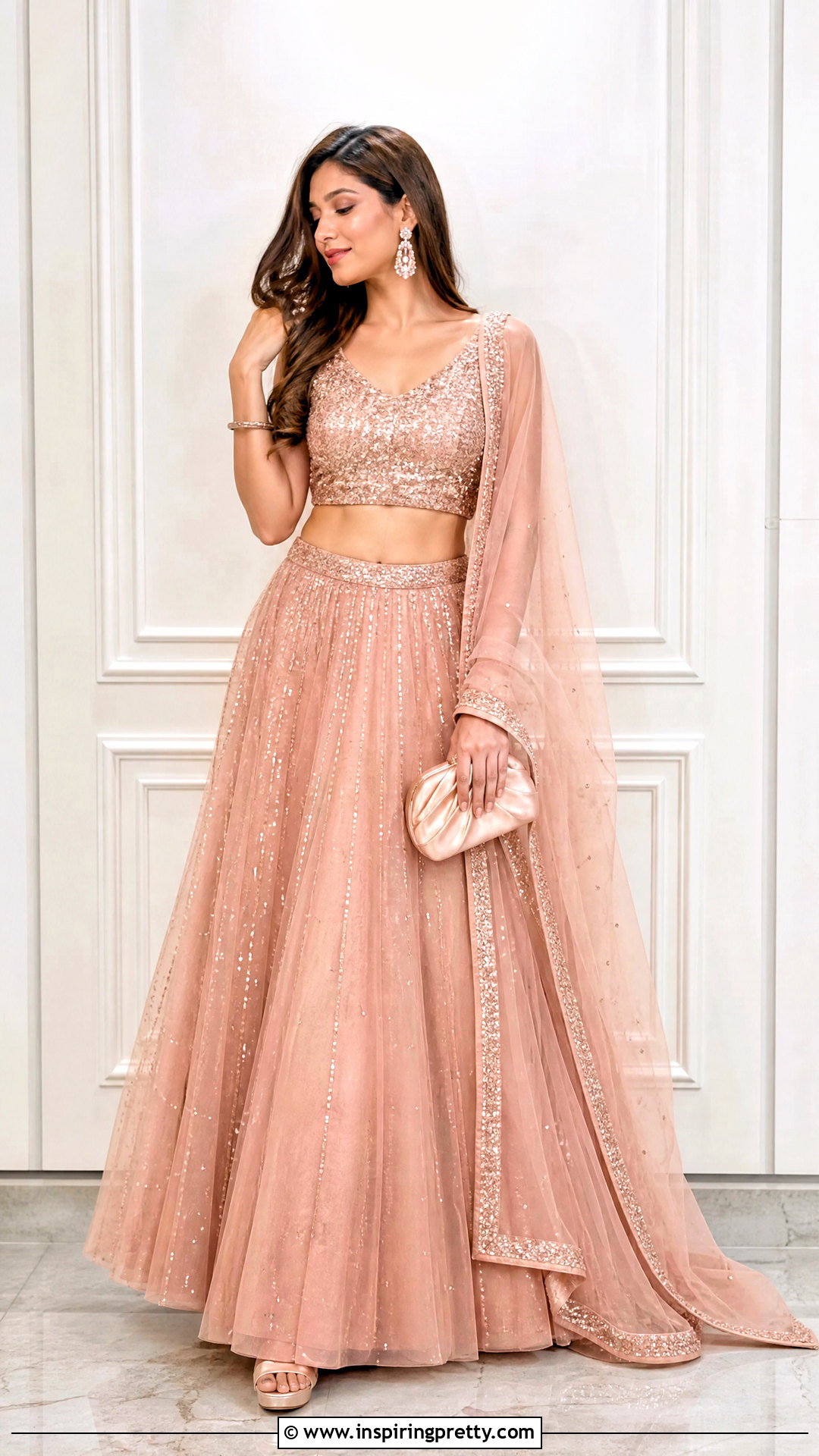 Rose Gold Crop Top Lehenga - 50 crop top lehenga designs