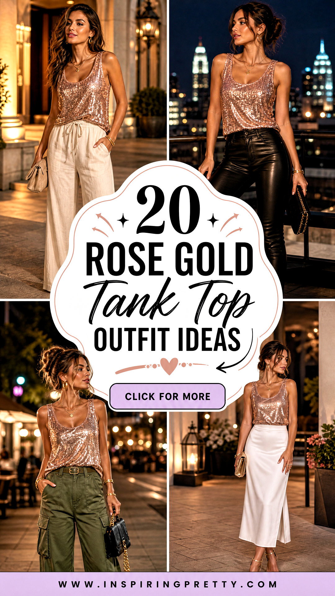 20 Rose Gold Tank Top Outfit Ideas for Chic Evening Looks - 20 Rose Gold Tank Top Outfit Ideas for Chic Evening Looks