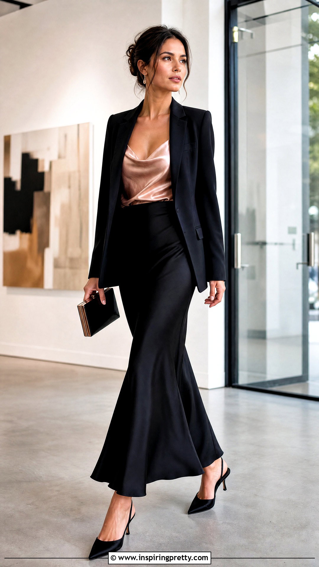 Rose Gold Tank Top With Slip Skirt And Blazer - 20 Rose Gold Tank Top outfit ideas