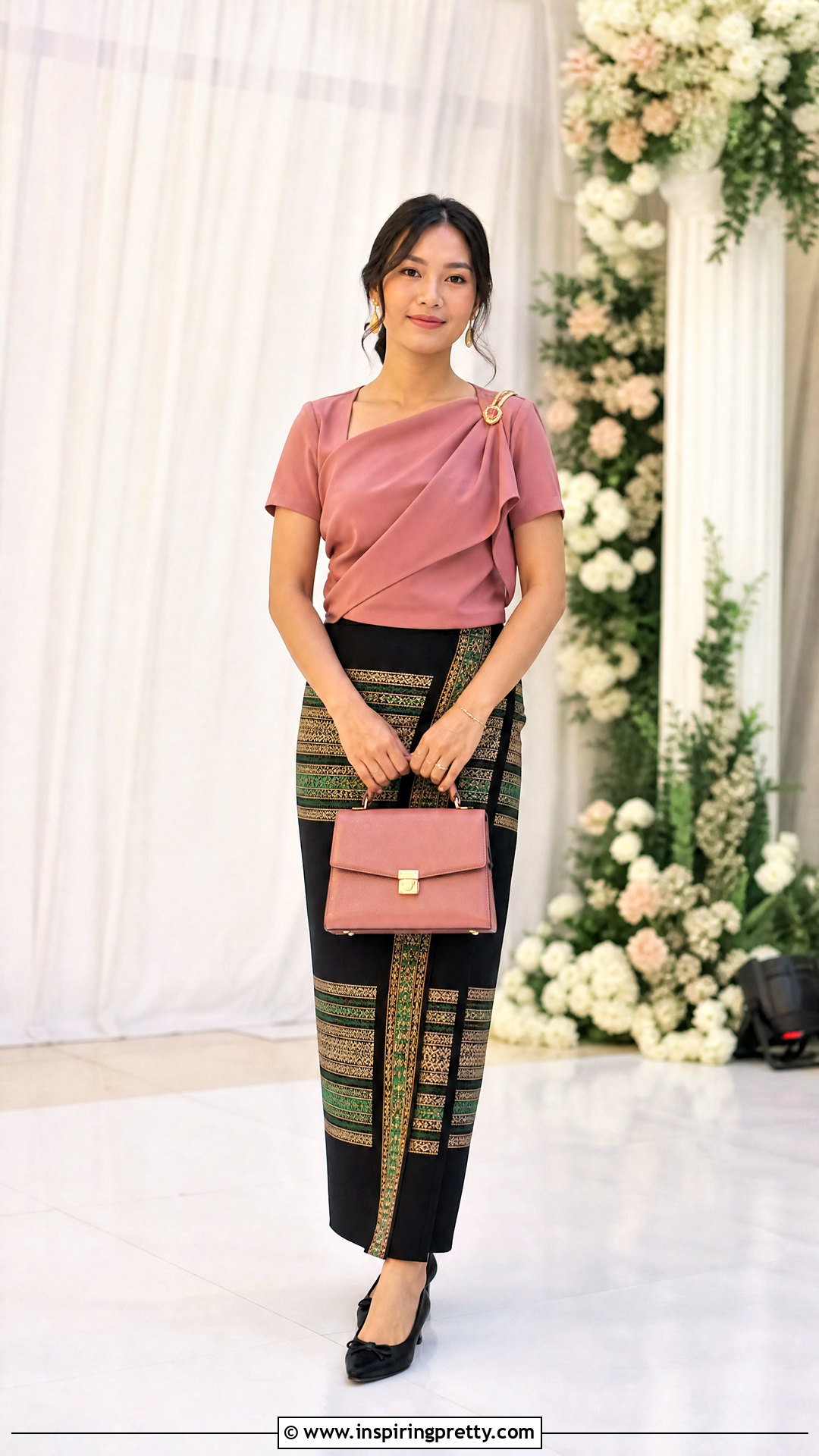 Rose Pink Draped Mizo Top With Black Puan - 50 mizo tops designs