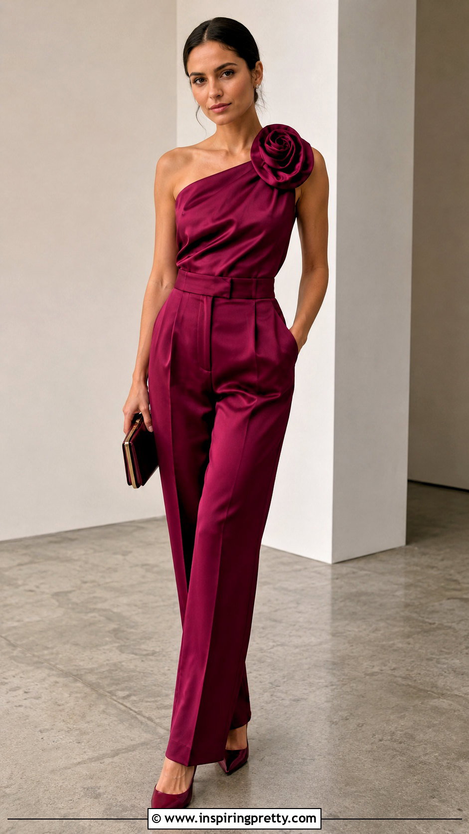 Rosette Black Tie Top With Tuxedo Trousers - 25 black tie tops for women
