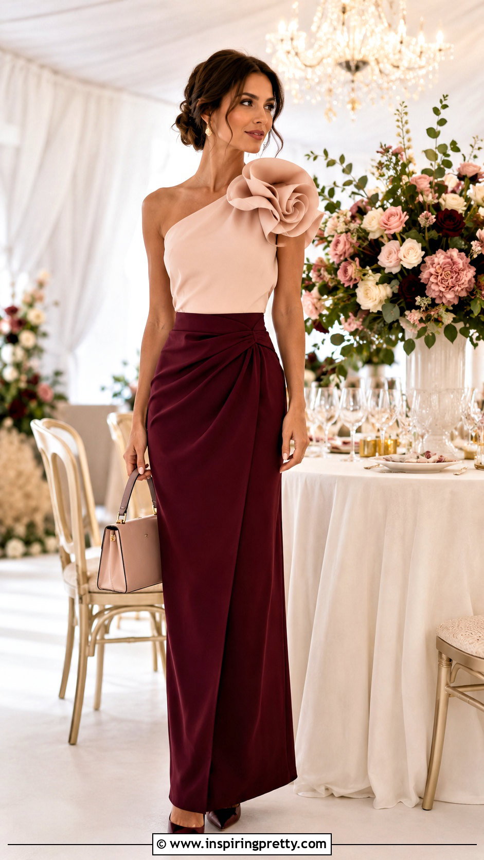 Rosette Top With Maxi Skirt - 50 fancy top designs for women